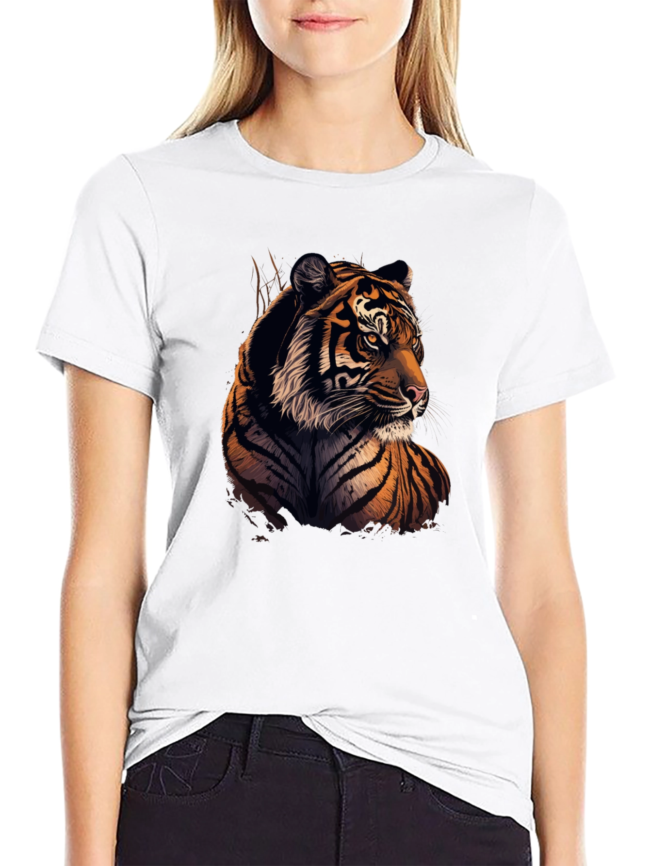 Black Tiger Graphic T-Shirt - Stylish Animal Print Tee