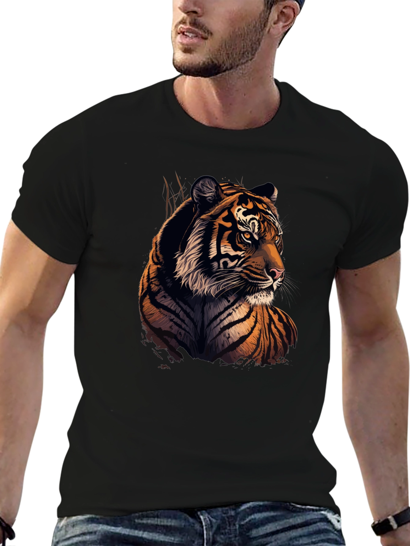 Black Tiger Graphic T-Shirt - Stylish Animal Print Tee