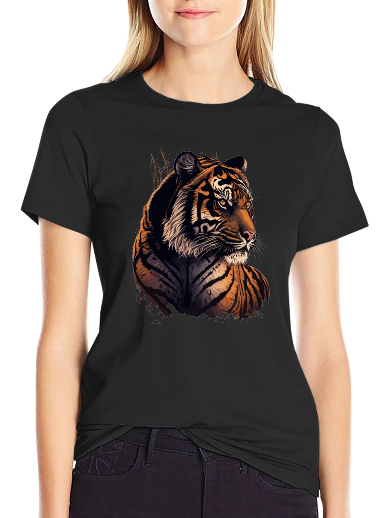 Black Tiger Graphic T-Shirt - Stylish Animal Print Tee