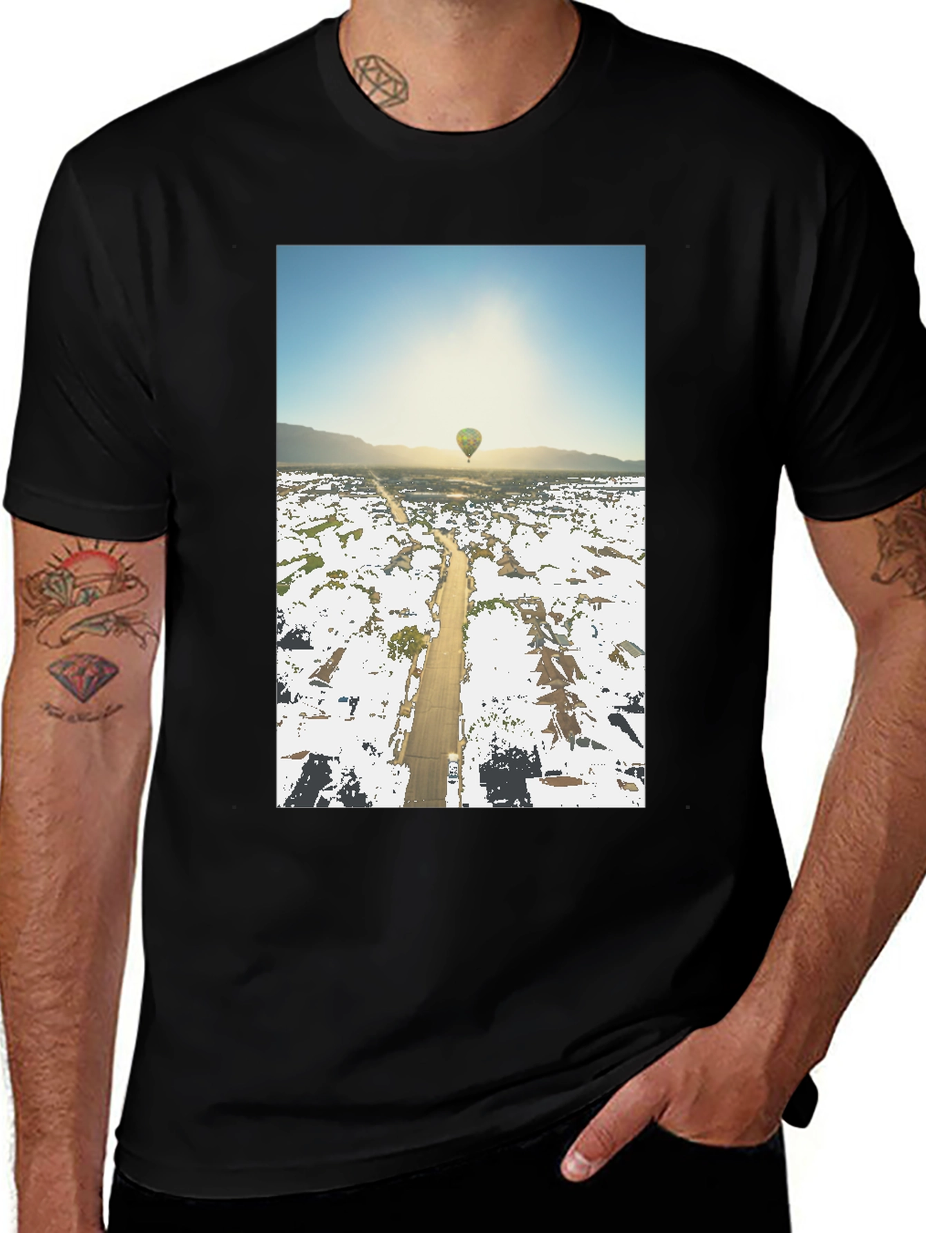 Hot Air Balloon T-Shirt Aerial View Graphic Tee