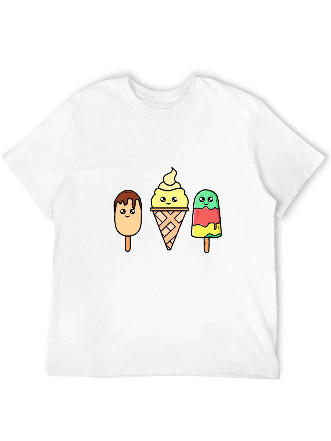 Cartoon Ice Cream T-Shirt - Black Cotton Tee
