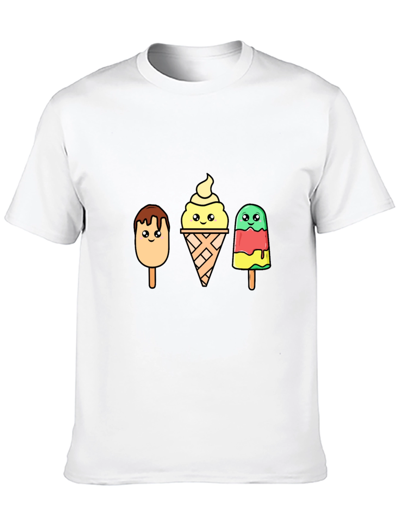 Cartoon Ice Cream T-Shirt - Black Cotton Tee