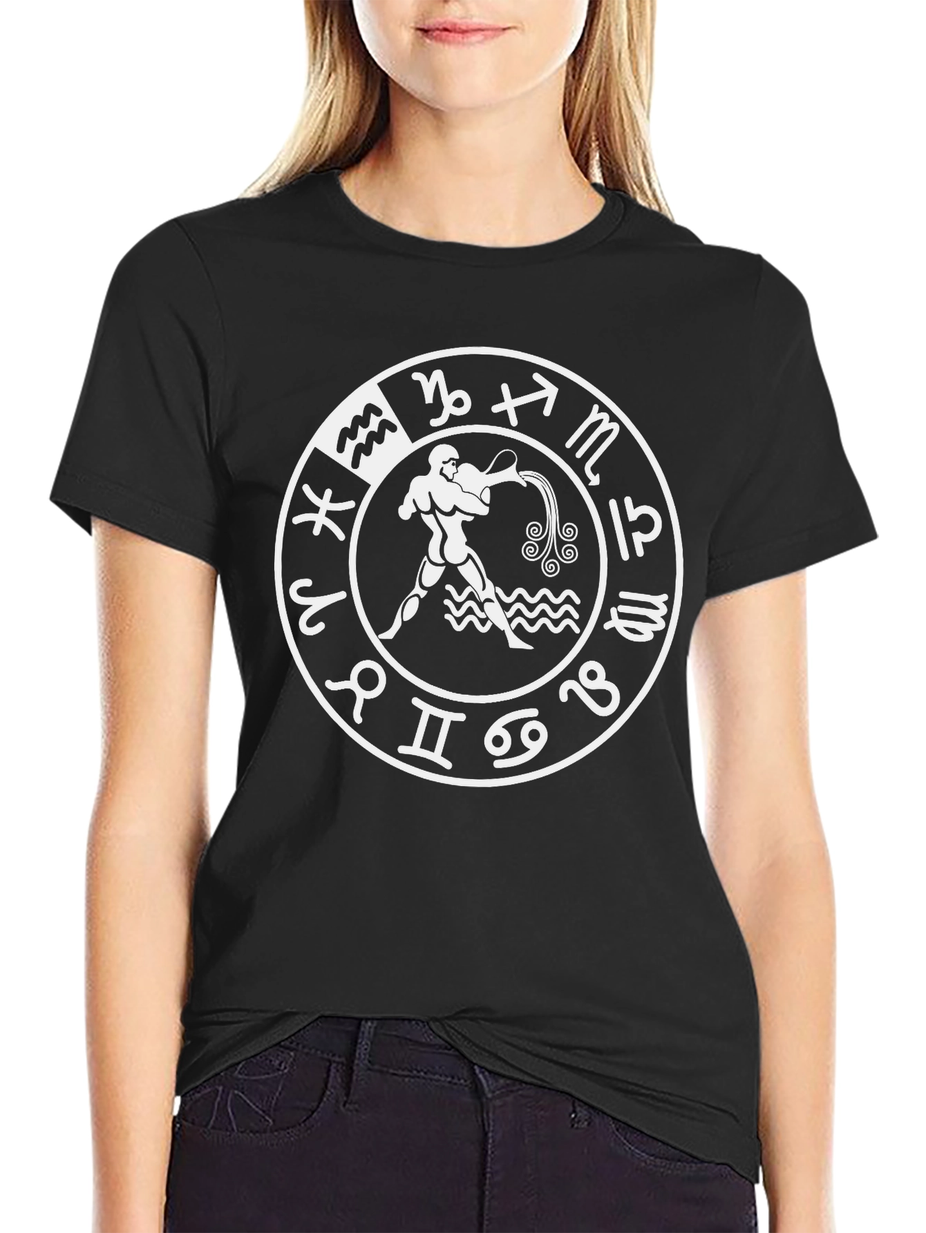 Aquarius Zodiac Black T-Shirt