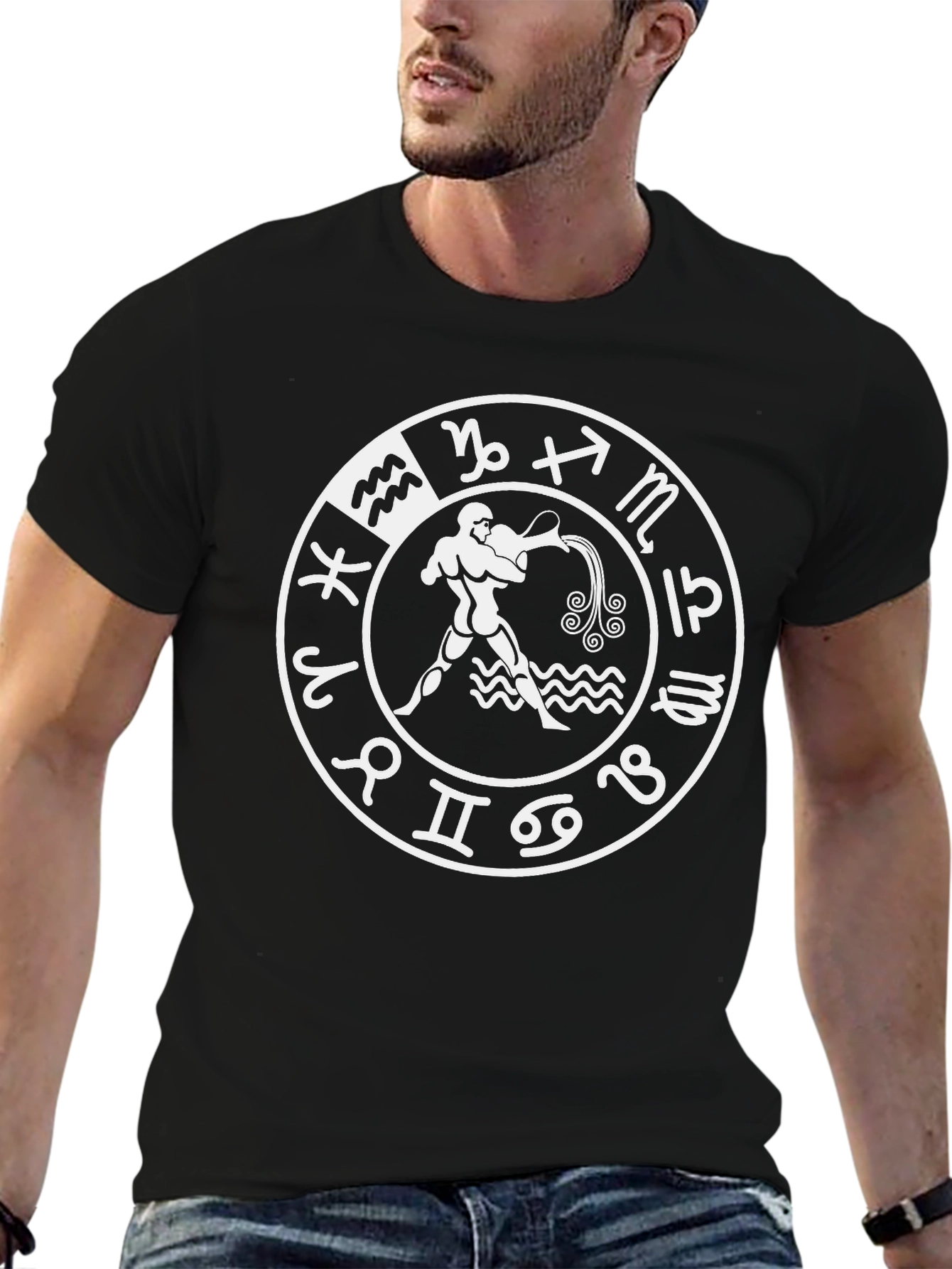 Aquarius Zodiac Black T-Shirt