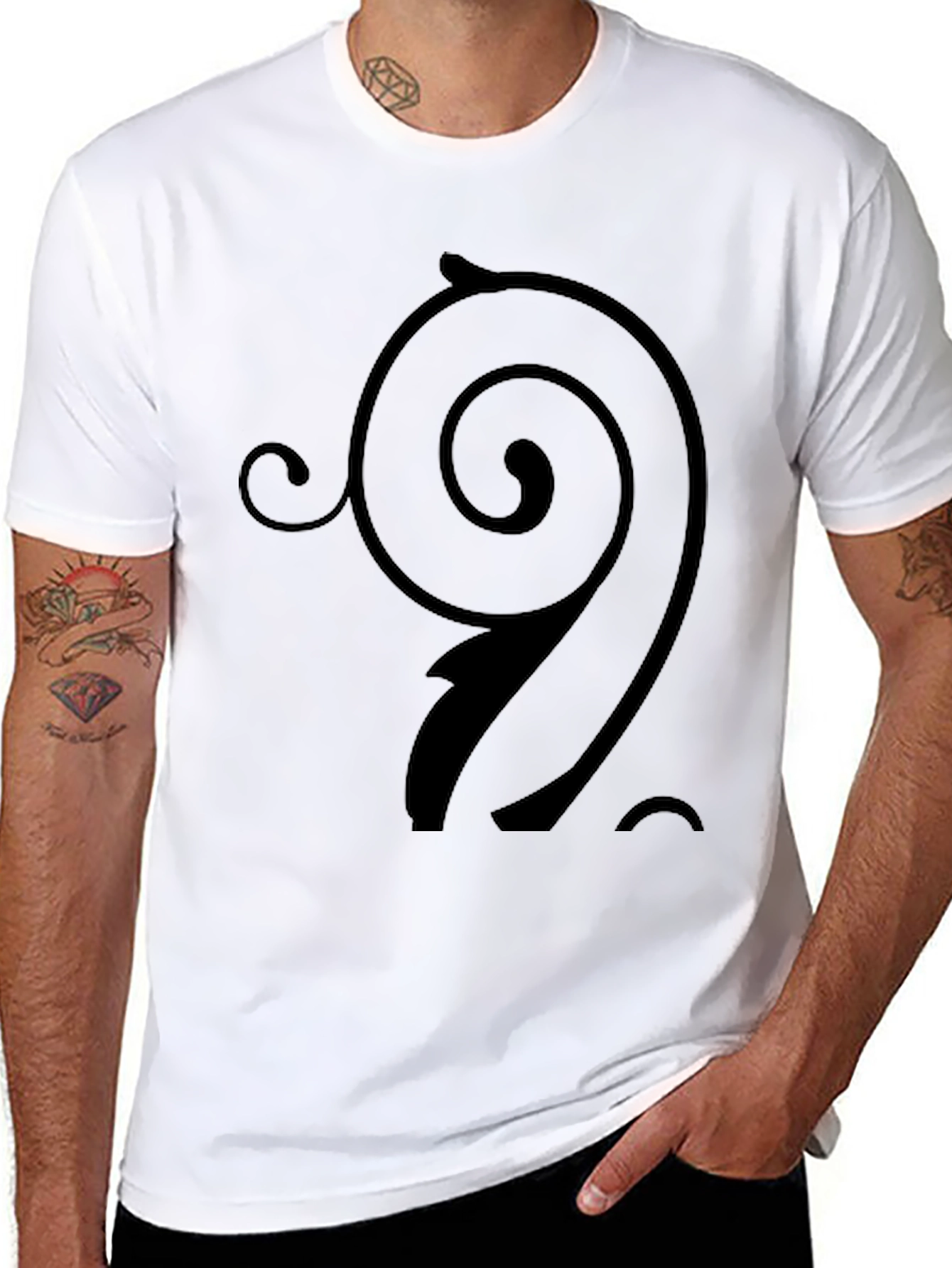 Stylish Black T-Shirt with Swirl Design