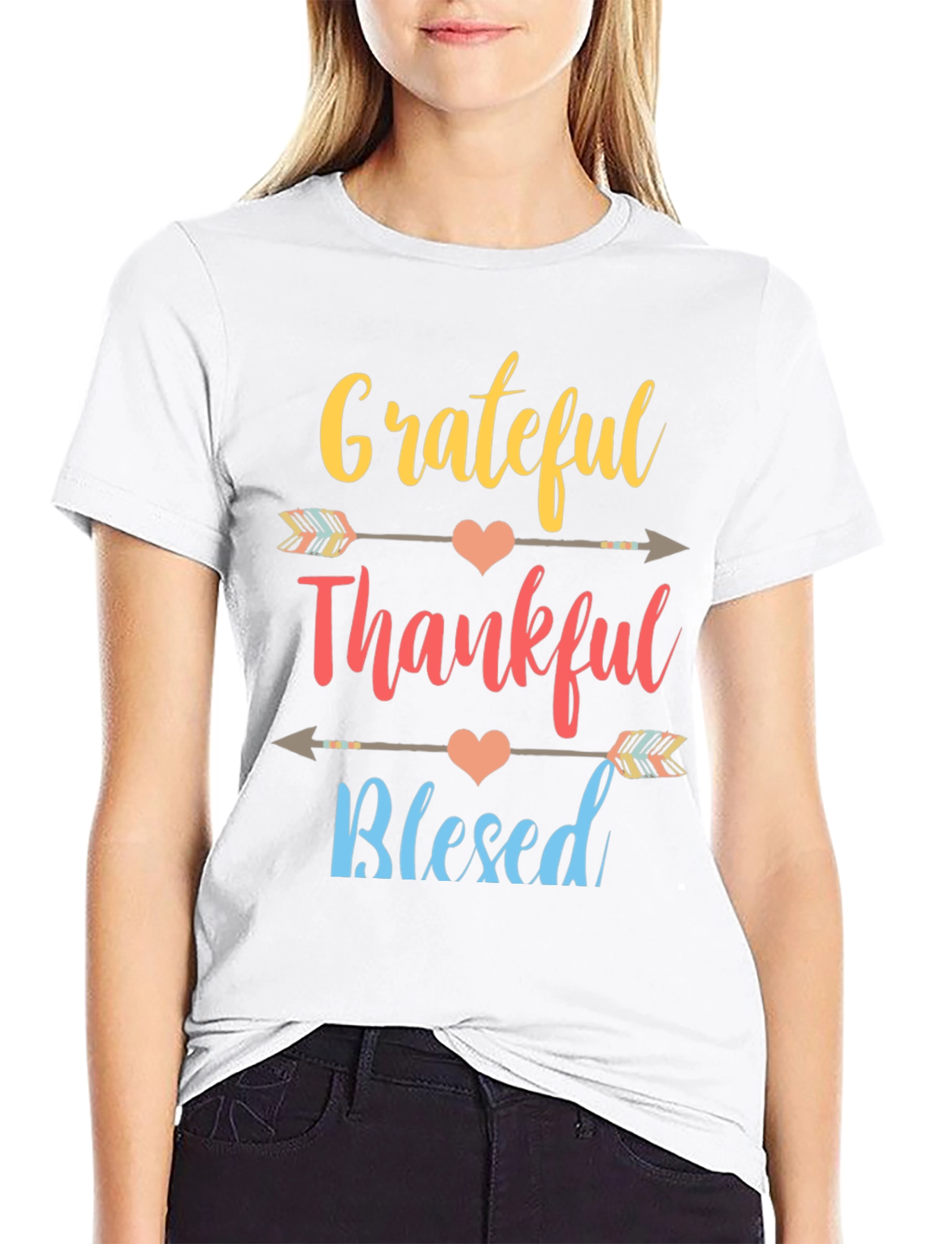 Grateful Thankful Blessed Thanksgiving Graphic T-Shirt