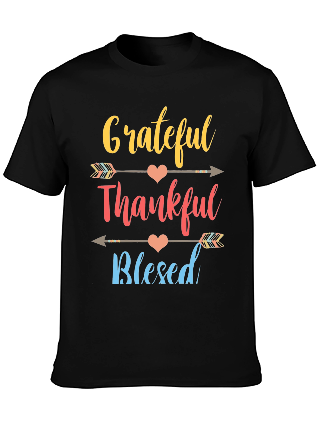 Grateful Thankful Blessed Thanksgiving Graphic T-Shirt