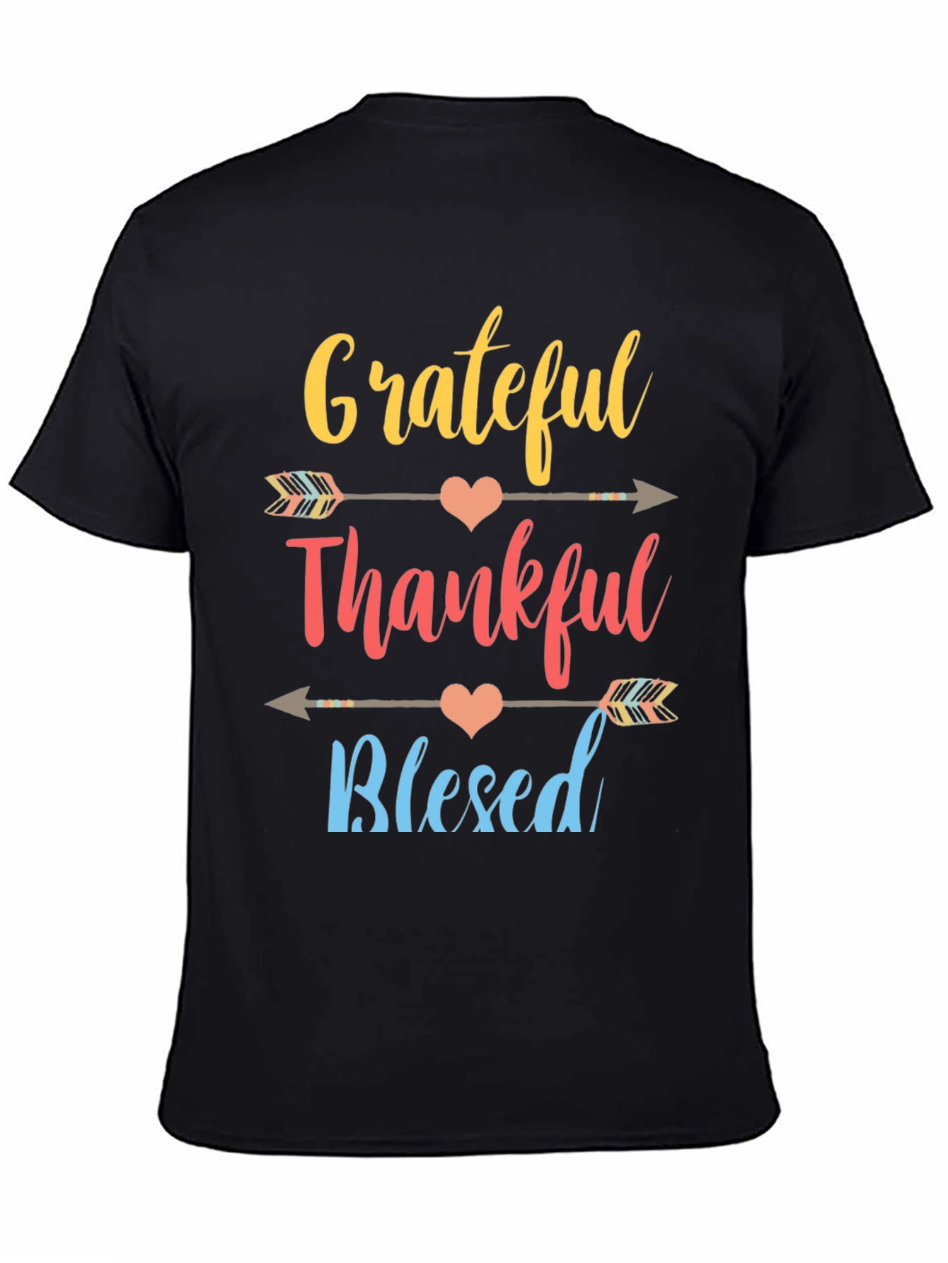 Grateful Thankful Blessed Thanksgiving Graphic T-Shirt