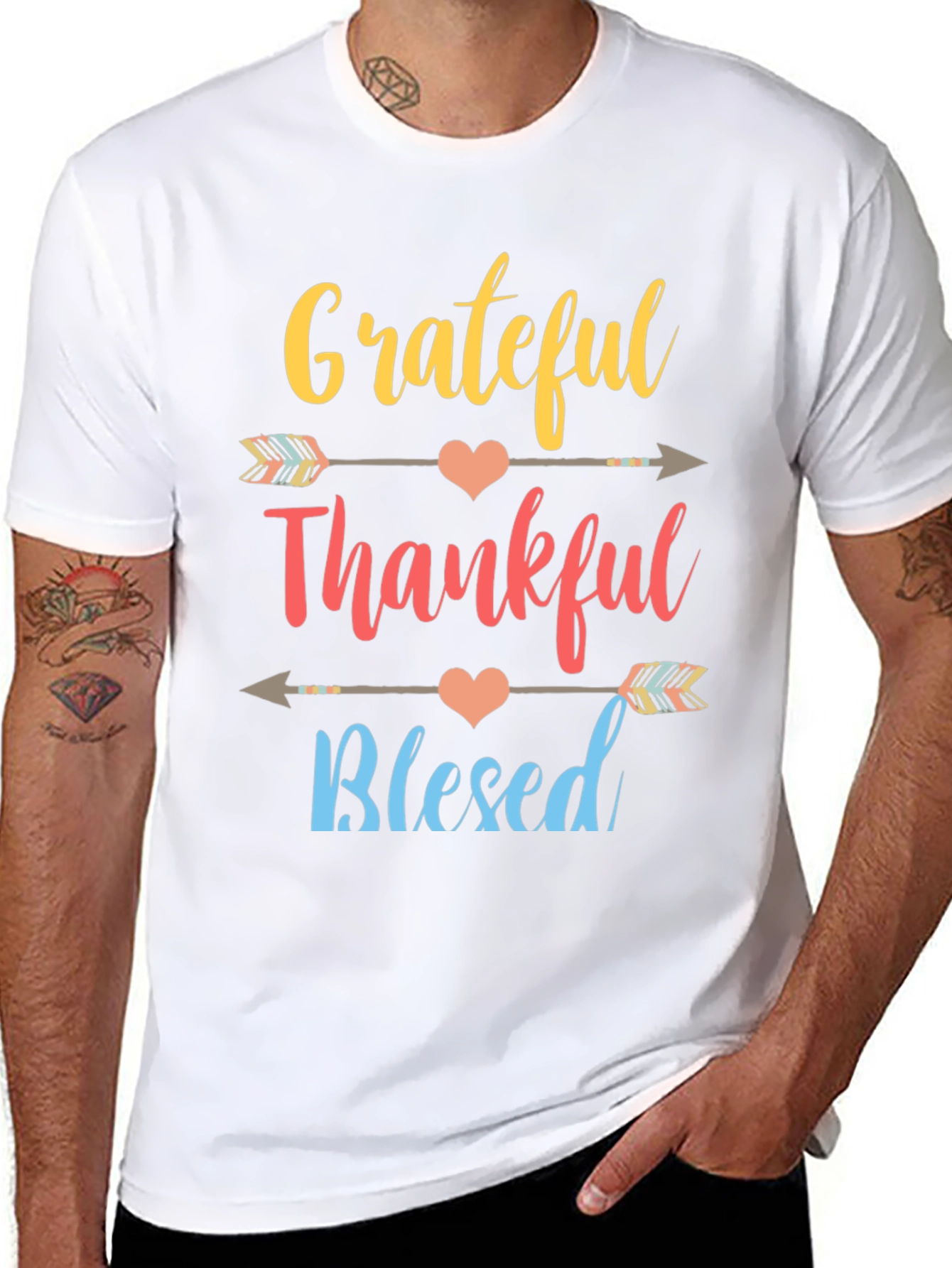 Grateful Thankful Blessed Thanksgiving Graphic T-Shirt