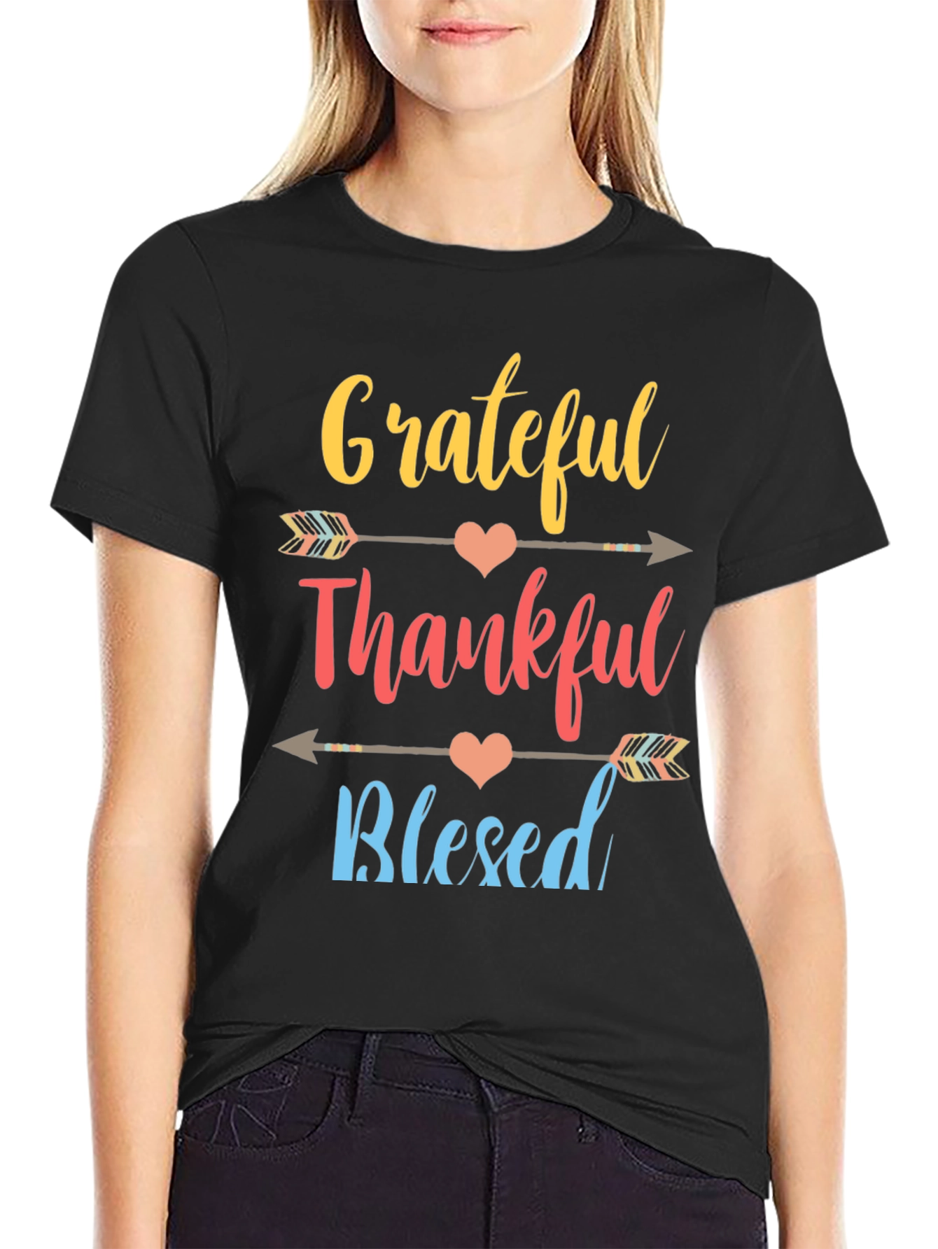 Grateful Thankful Blessed Thanksgiving Graphic T-Shirt