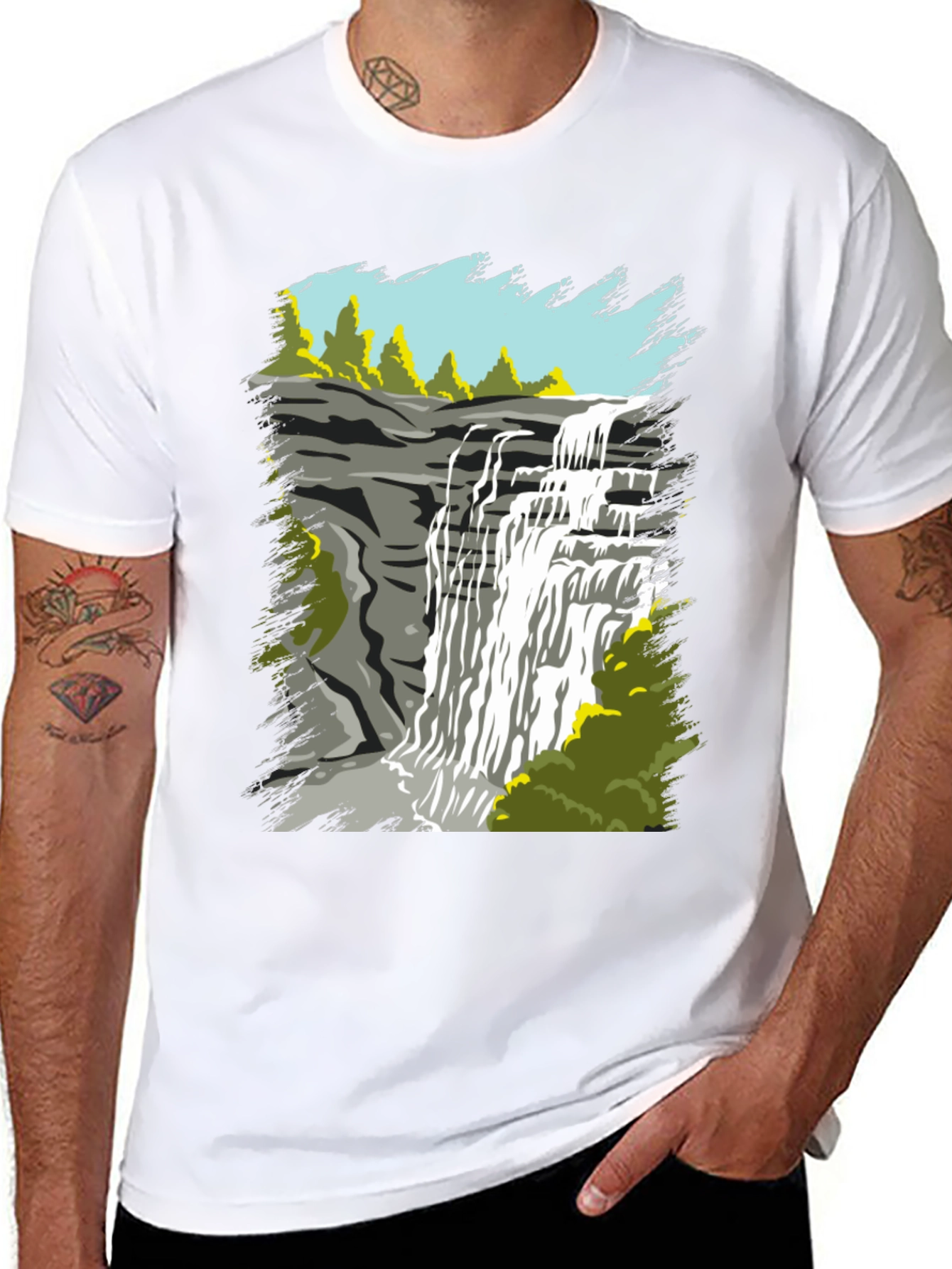 Waterfall Graphic Tee - Nature Lovers T-Shirt