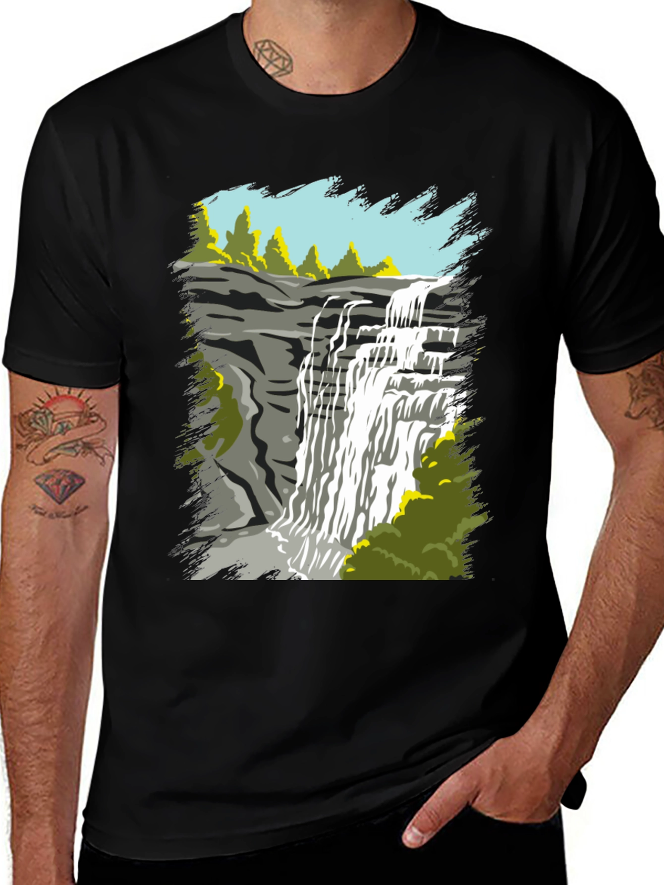 Waterfall Graphic Tee - Nature Lovers T-Shirt