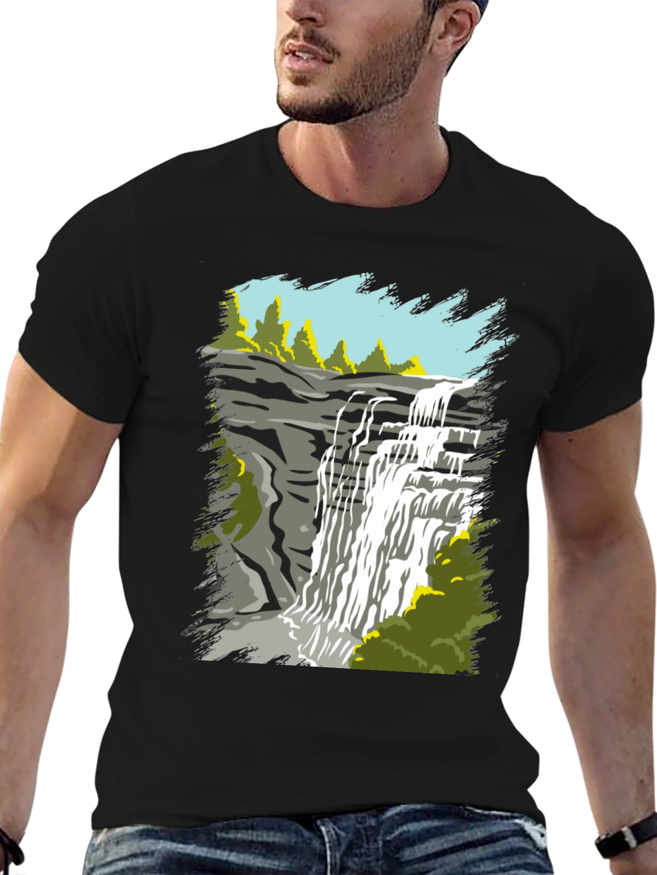 Waterfall Graphic Tee - Nature Lovers T-Shirt