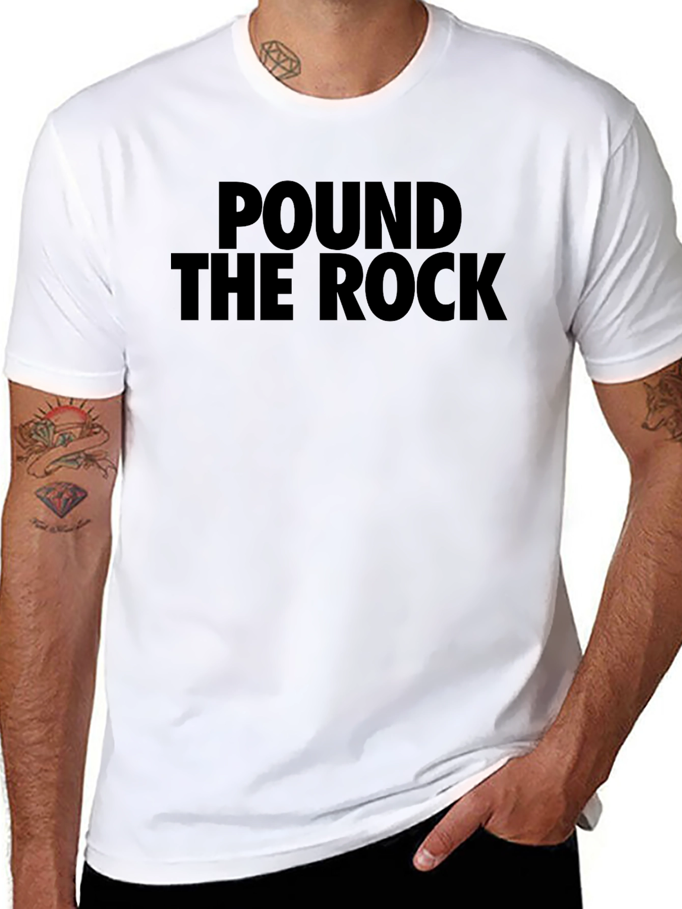 Pound The Rock Graphic Tee - Black Cotton T-Shirt