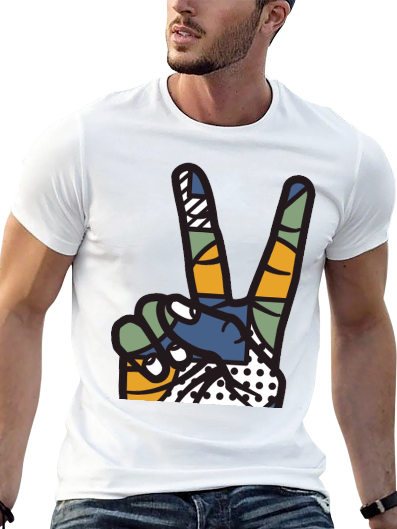 Abstract Peace Sign Graphic T-Shirt