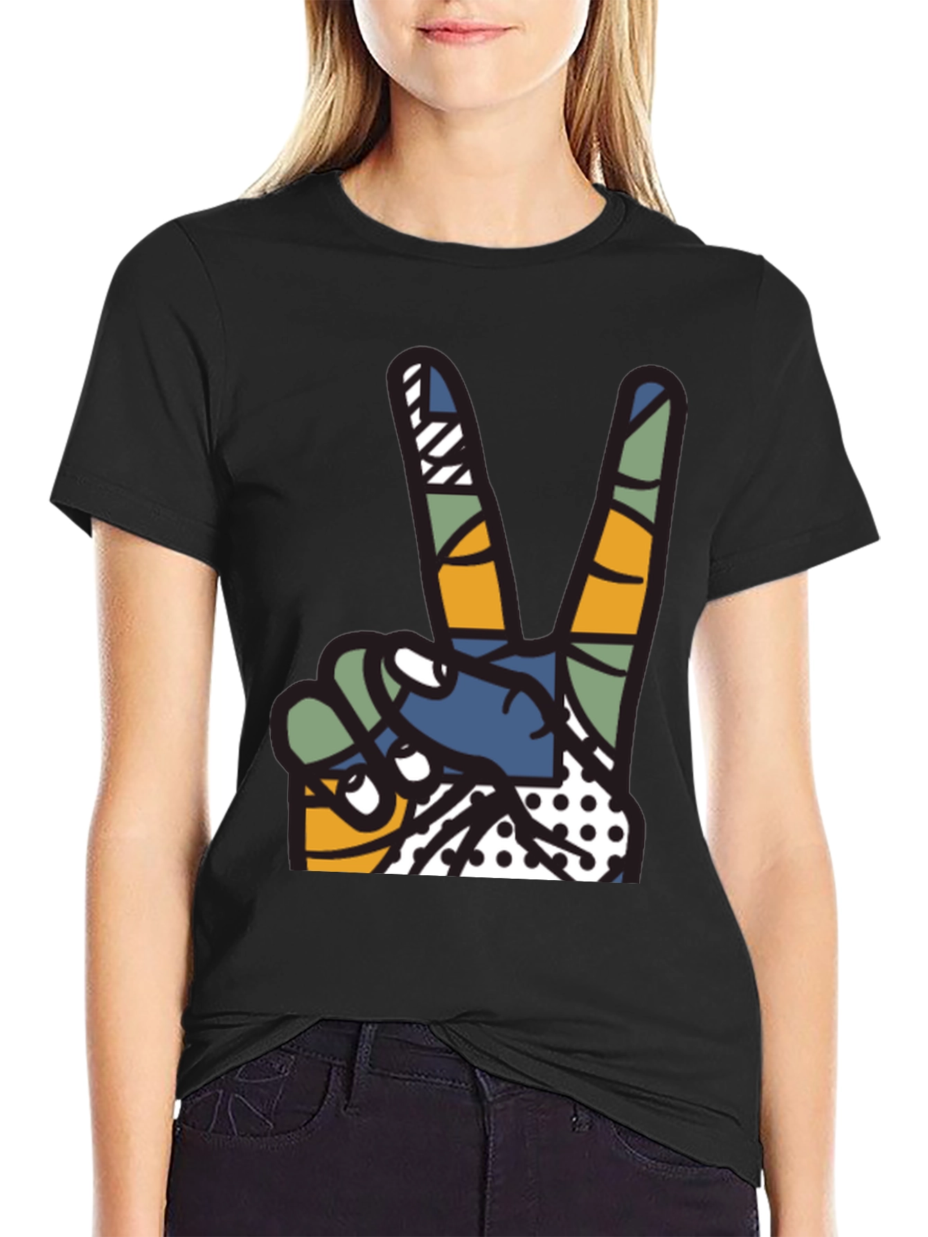 Abstract Peace Sign Graphic T-Shirt