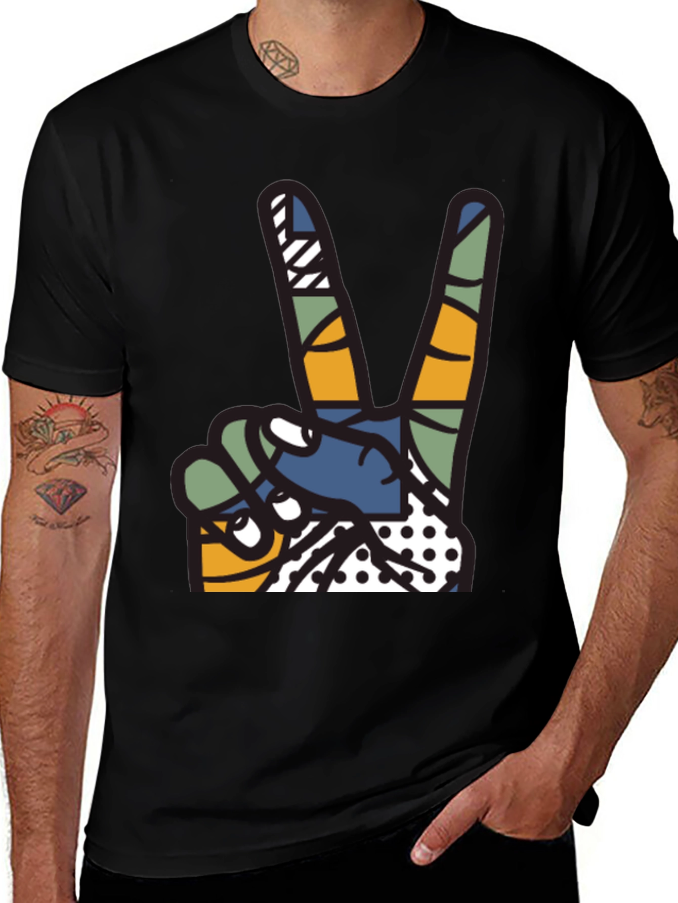 Abstract Peace Sign Graphic T-Shirt