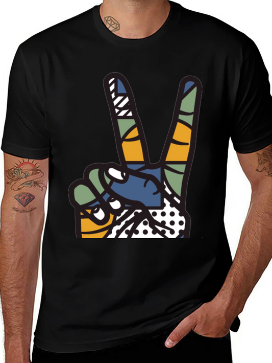 Abstract Peace Sign Graphic T-Shirt