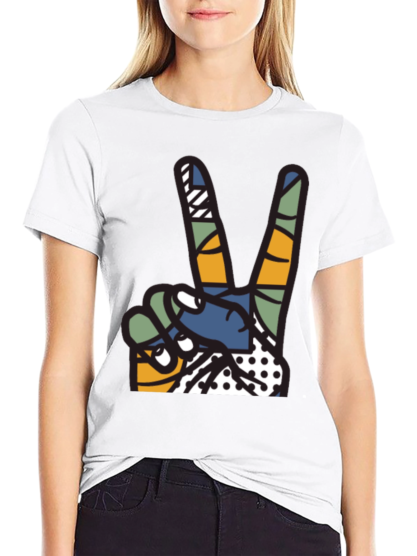 Abstract Peace Sign Graphic T-Shirt
