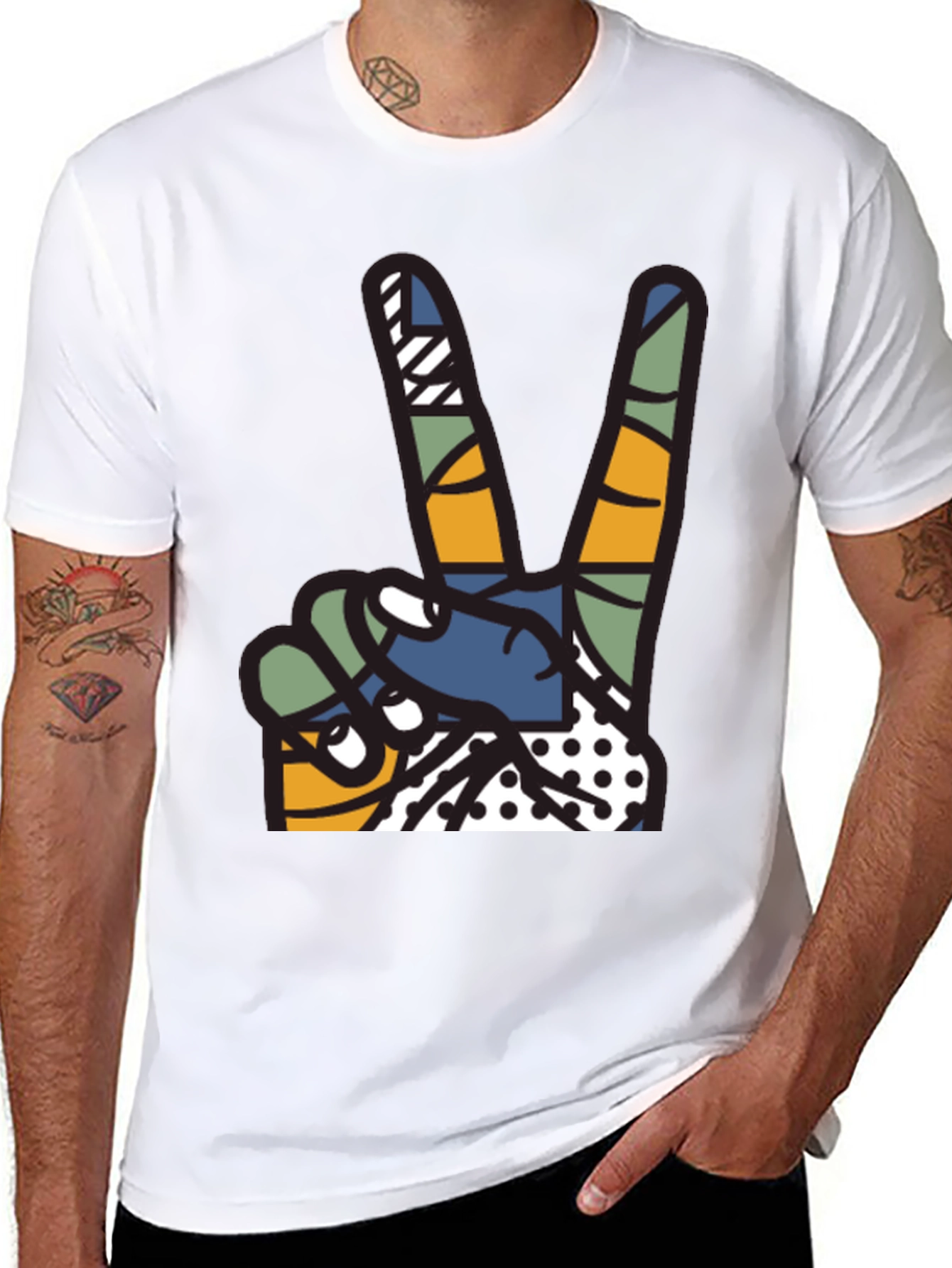 Abstract Peace Sign Graphic T-Shirt