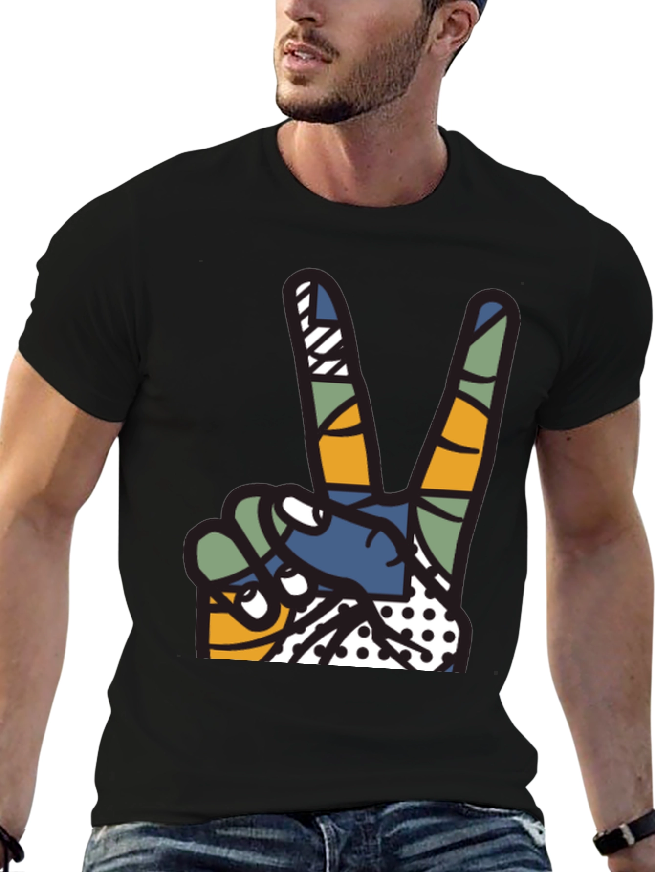 Abstract Peace Sign Graphic T-Shirt