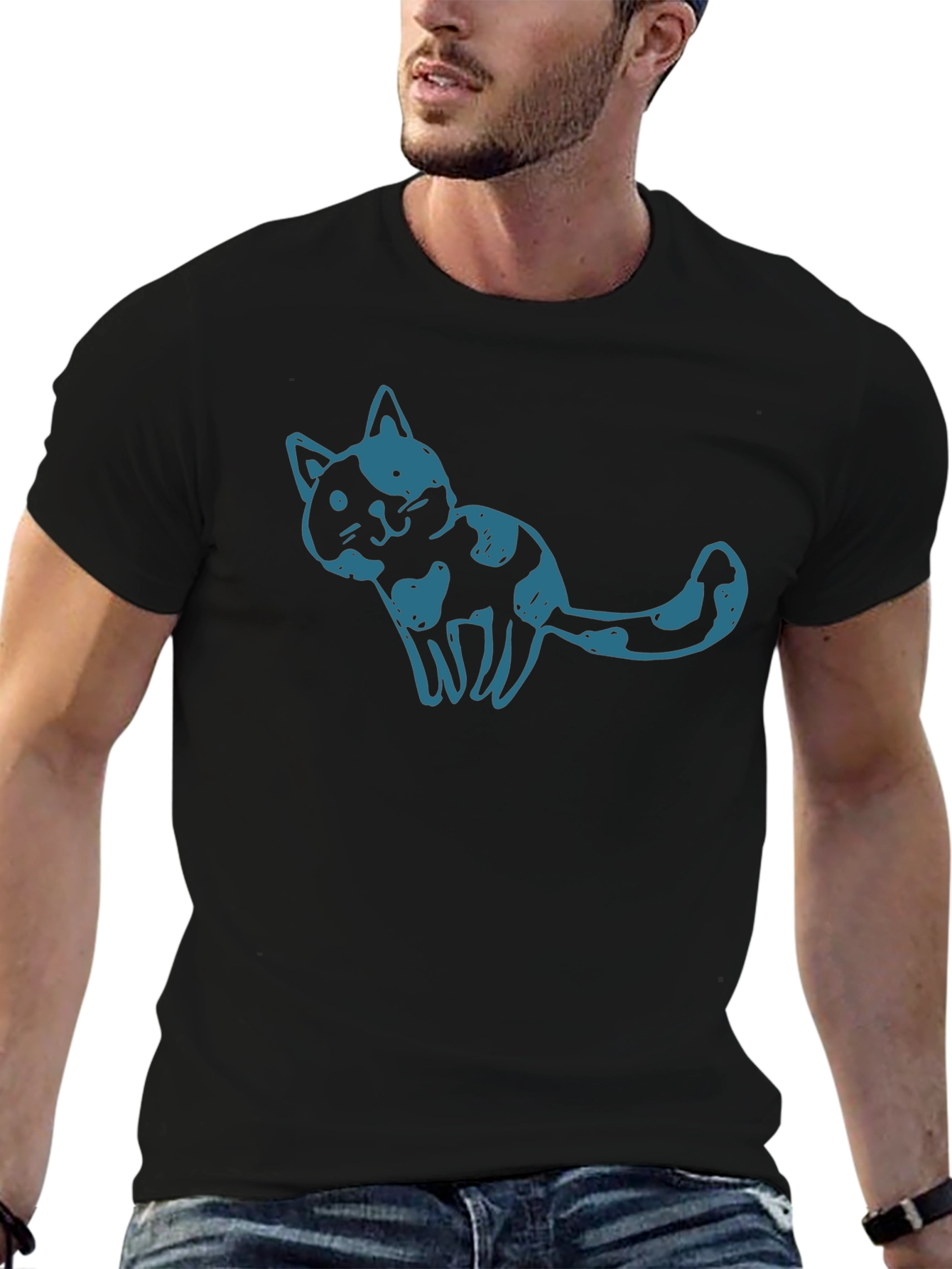 Cool Cat Graphic T-Shirt - Unisex Black Tee