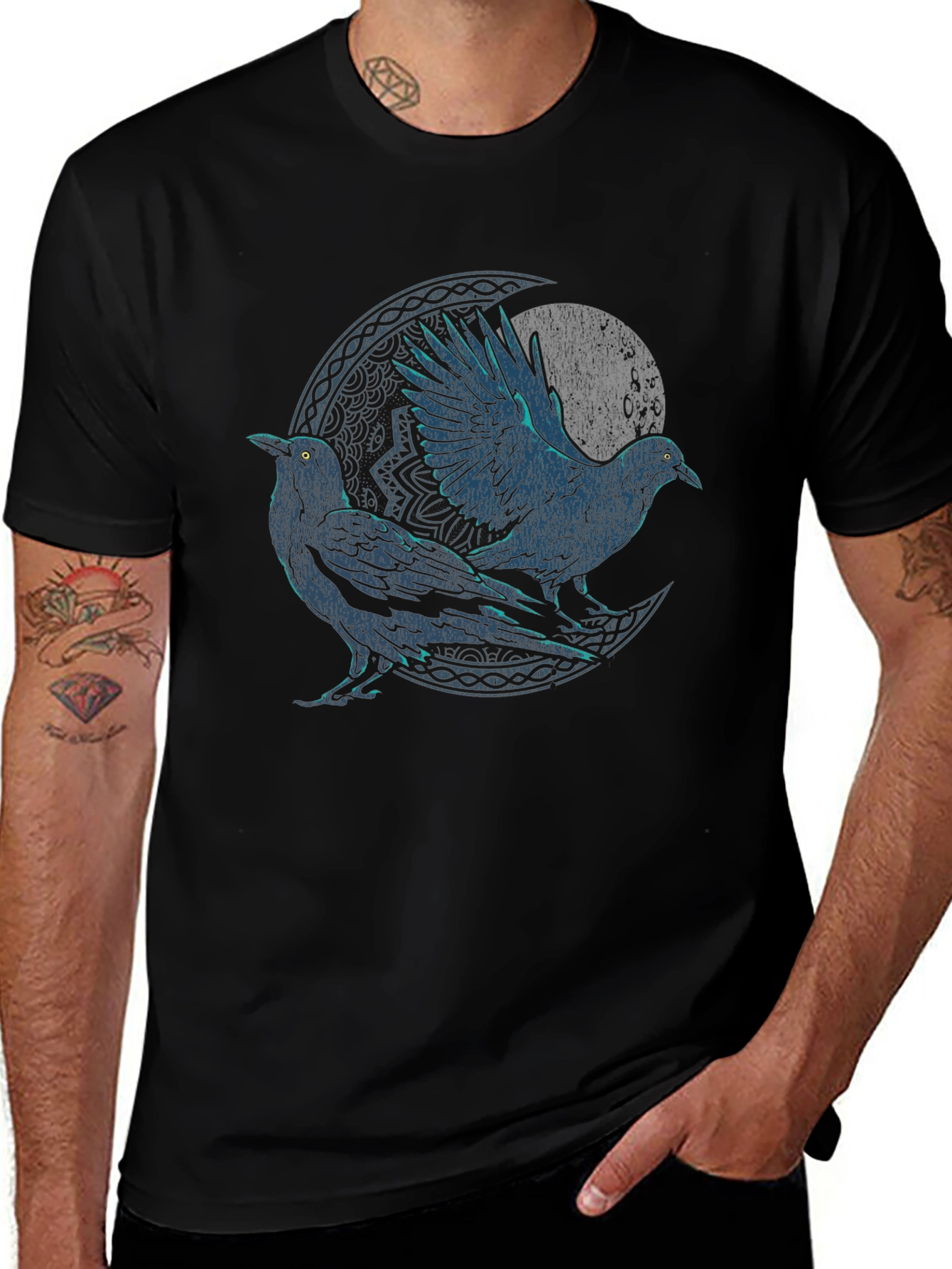 Mystic Raven Graphic T-Shirt - Black