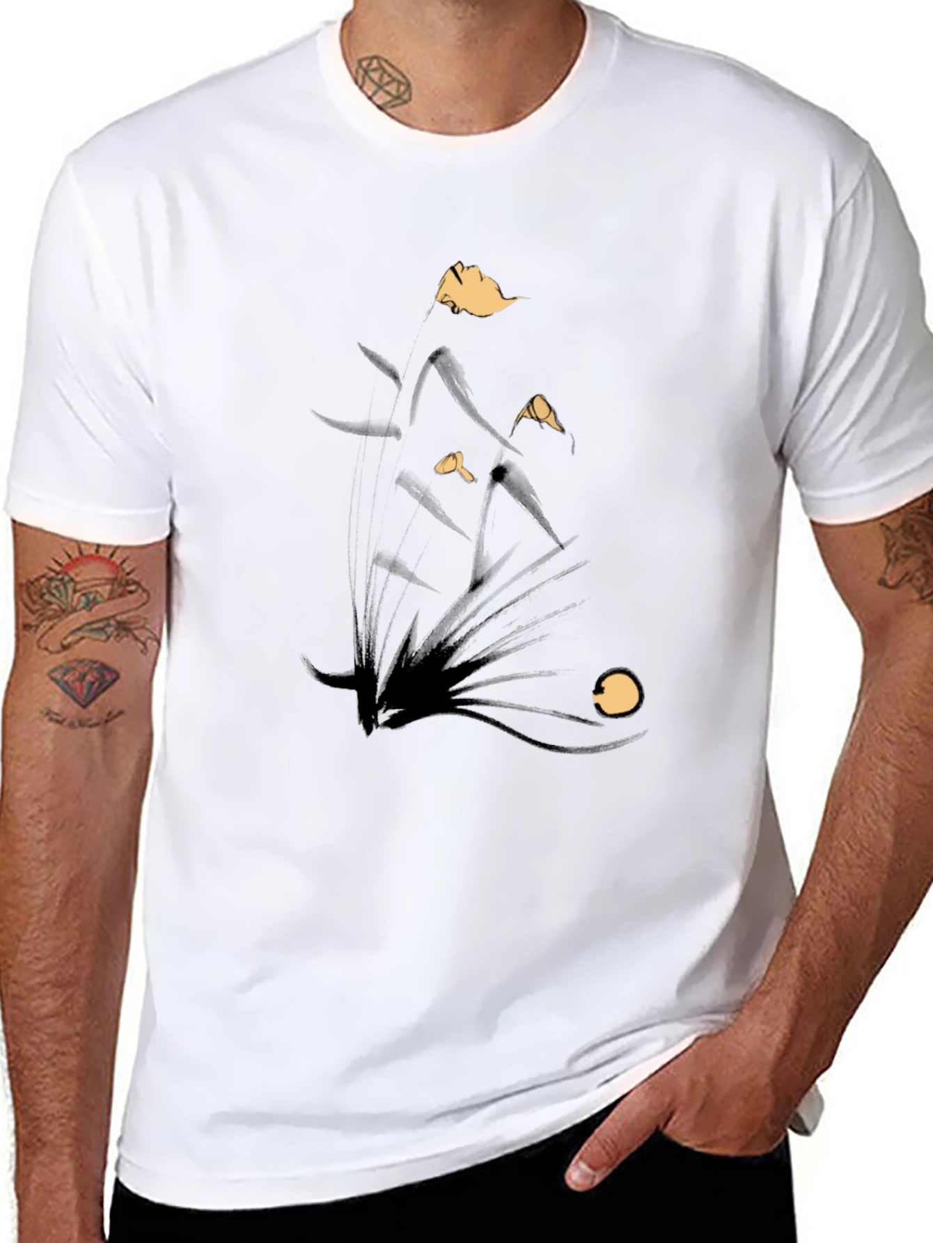 Abstract Black Graphic Tee for Men