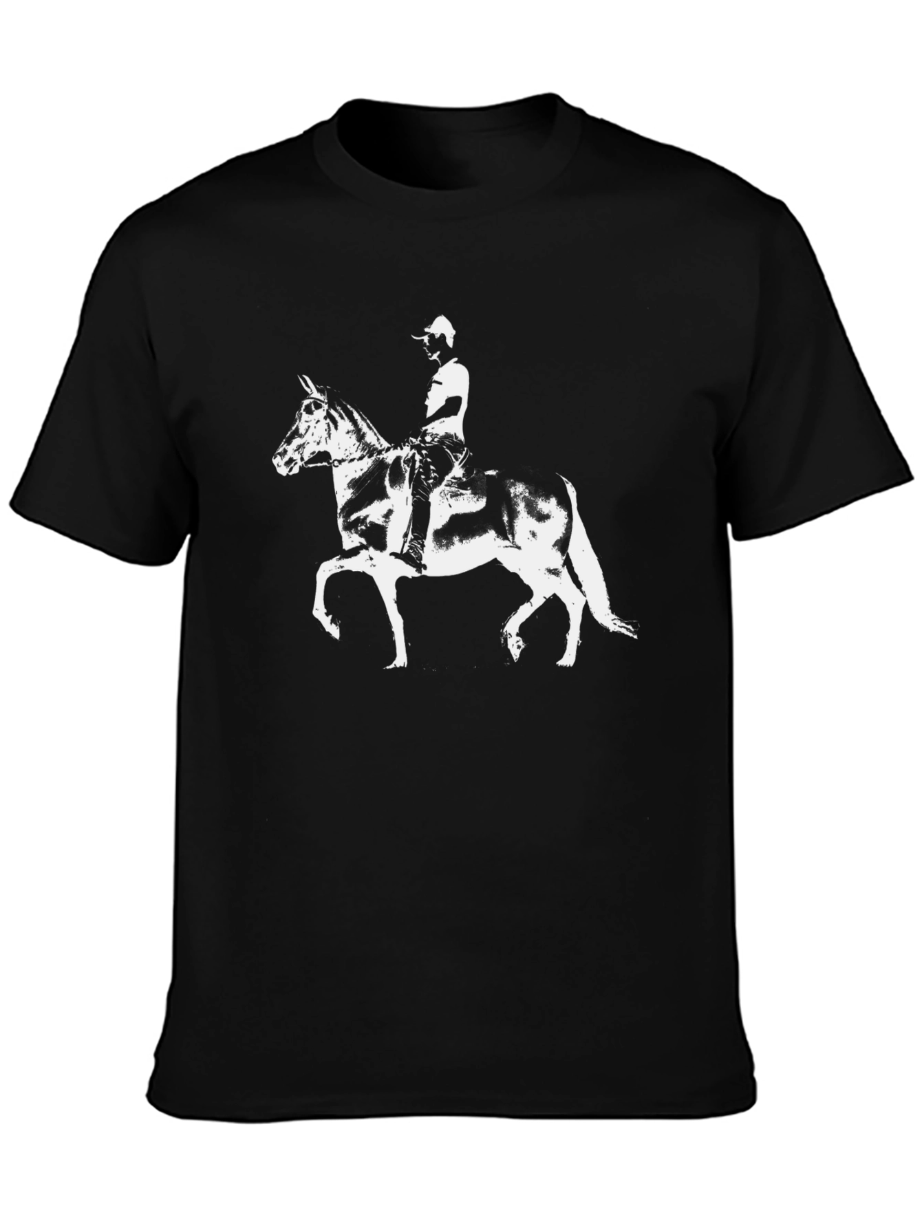 Horse Rider Graphic Tee - Black Cotton Blend