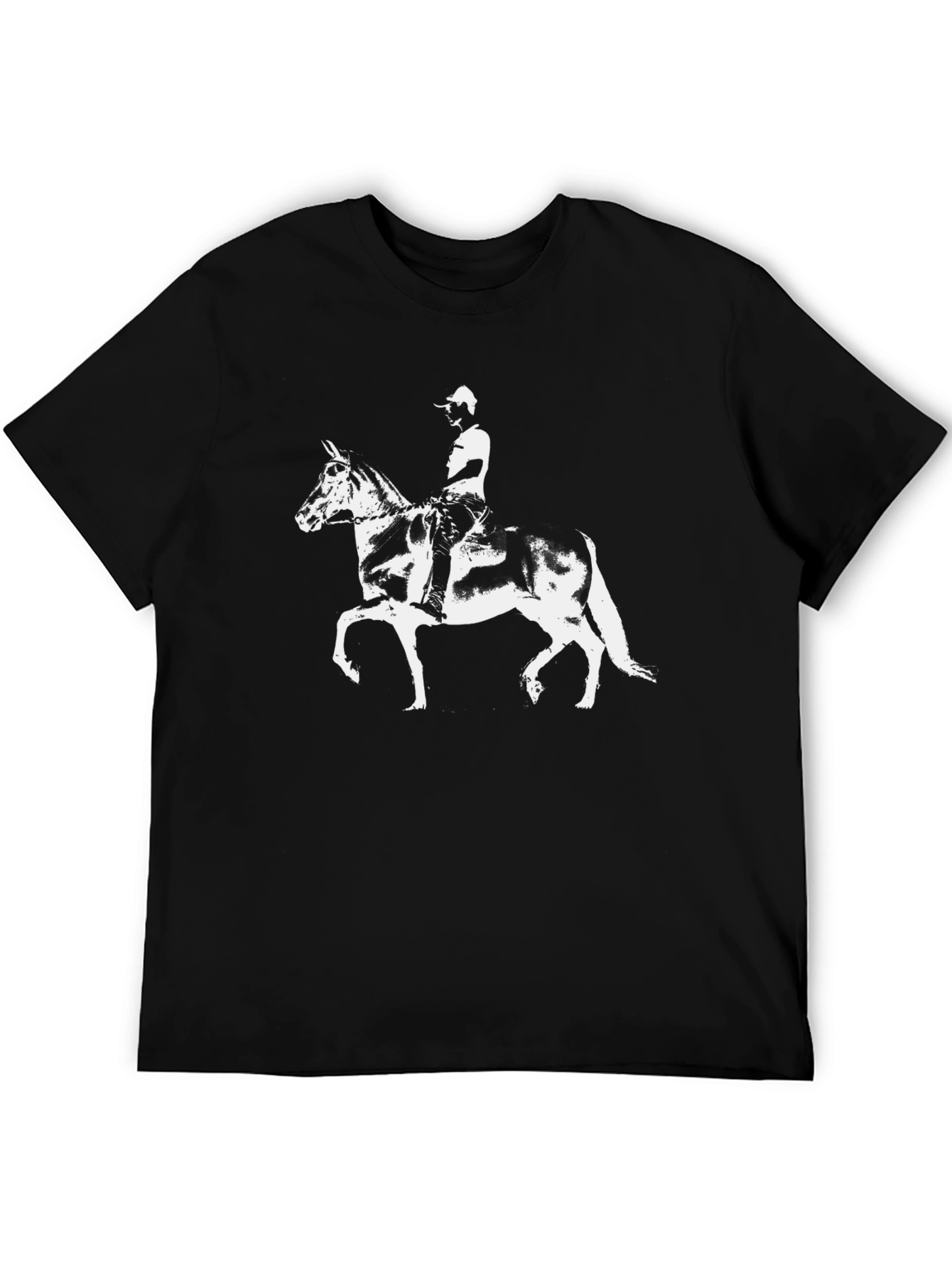 Horse Rider Graphic Tee - Black Cotton Blend