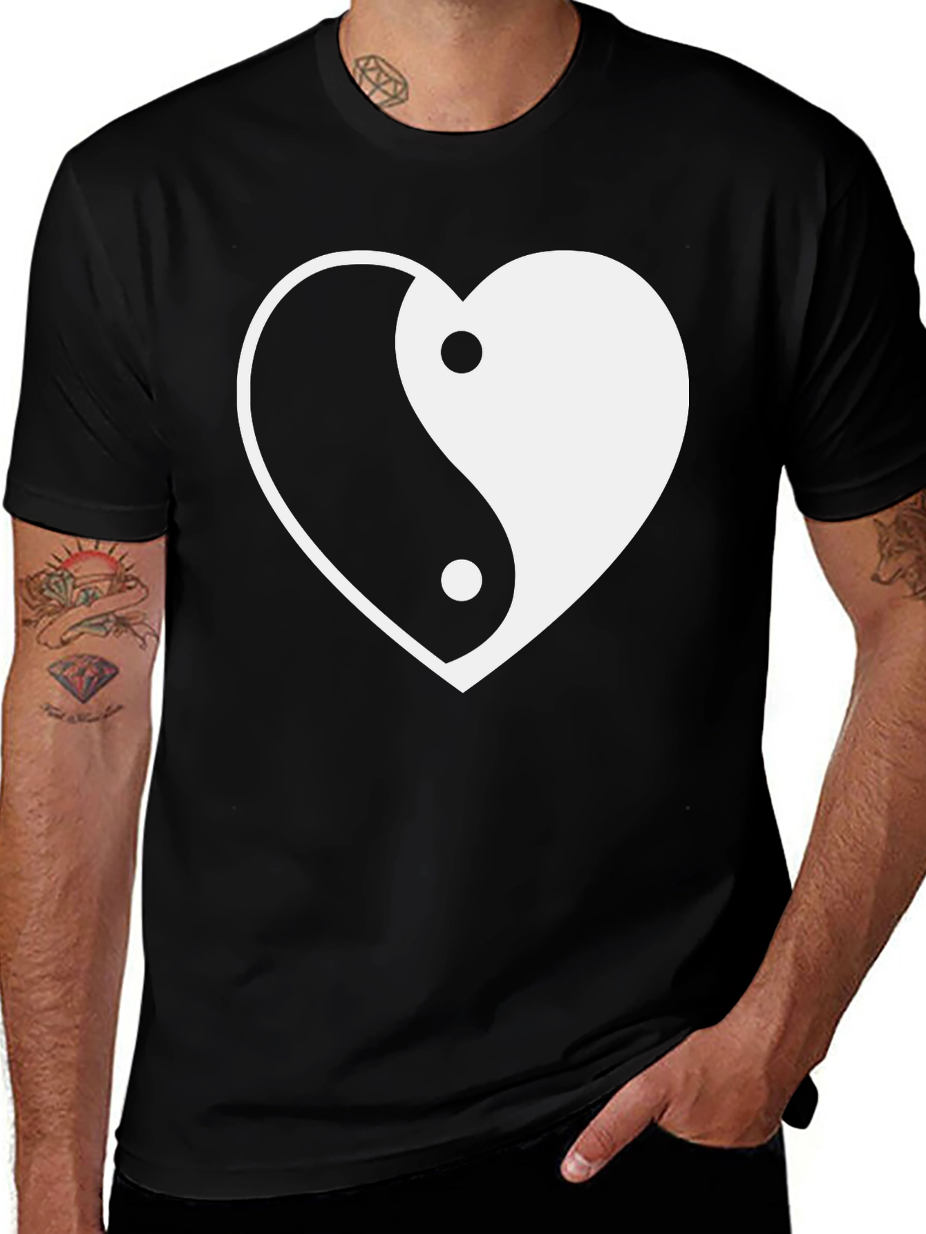 Yin Yang Heart Graphic Tee - Stylish Comfort