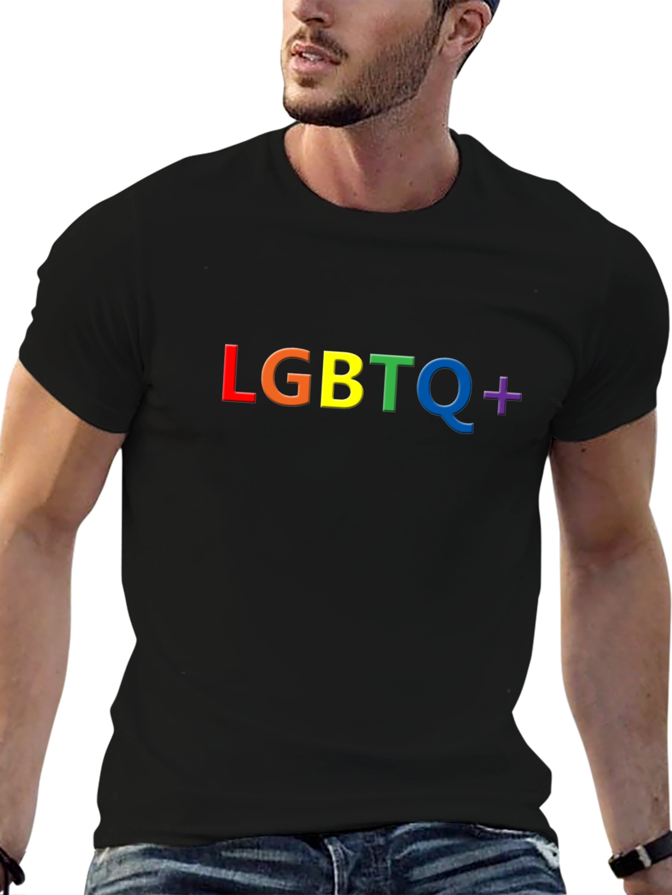 LGBTQ+ Pride Rainbow T-Shirt - Black