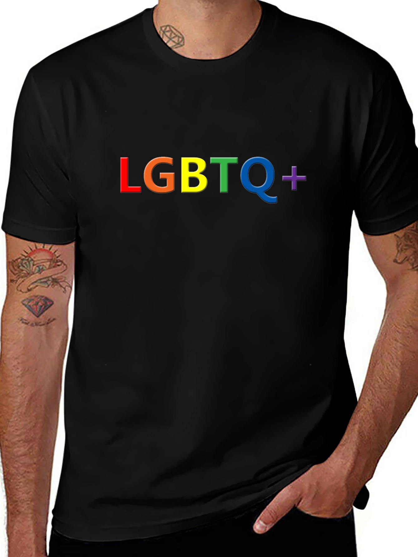 LGBTQ+ Pride Rainbow T-Shirt - Black