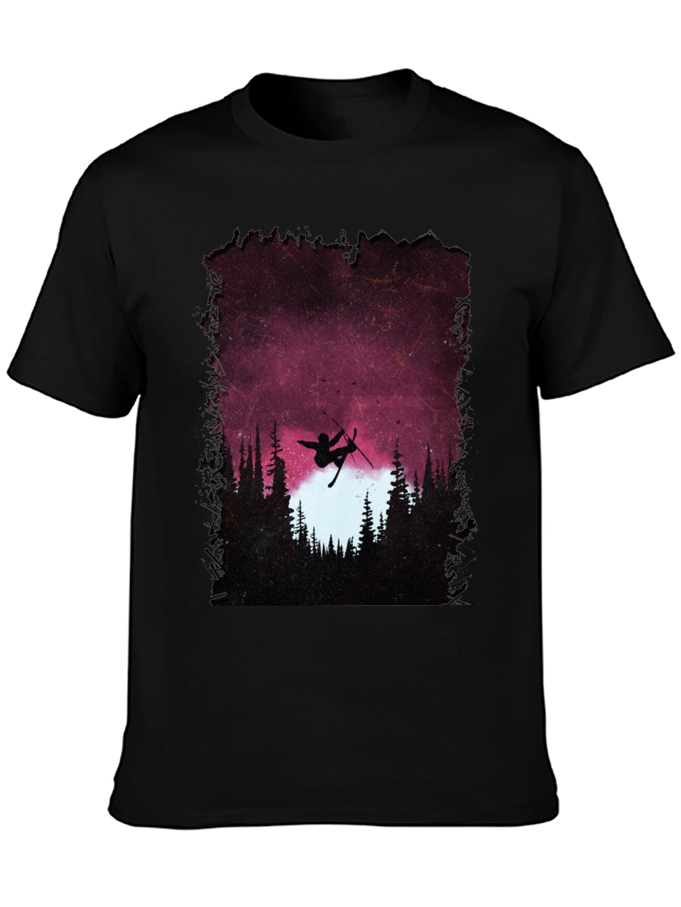 Skiing Silhouette Graphic T-Shirt