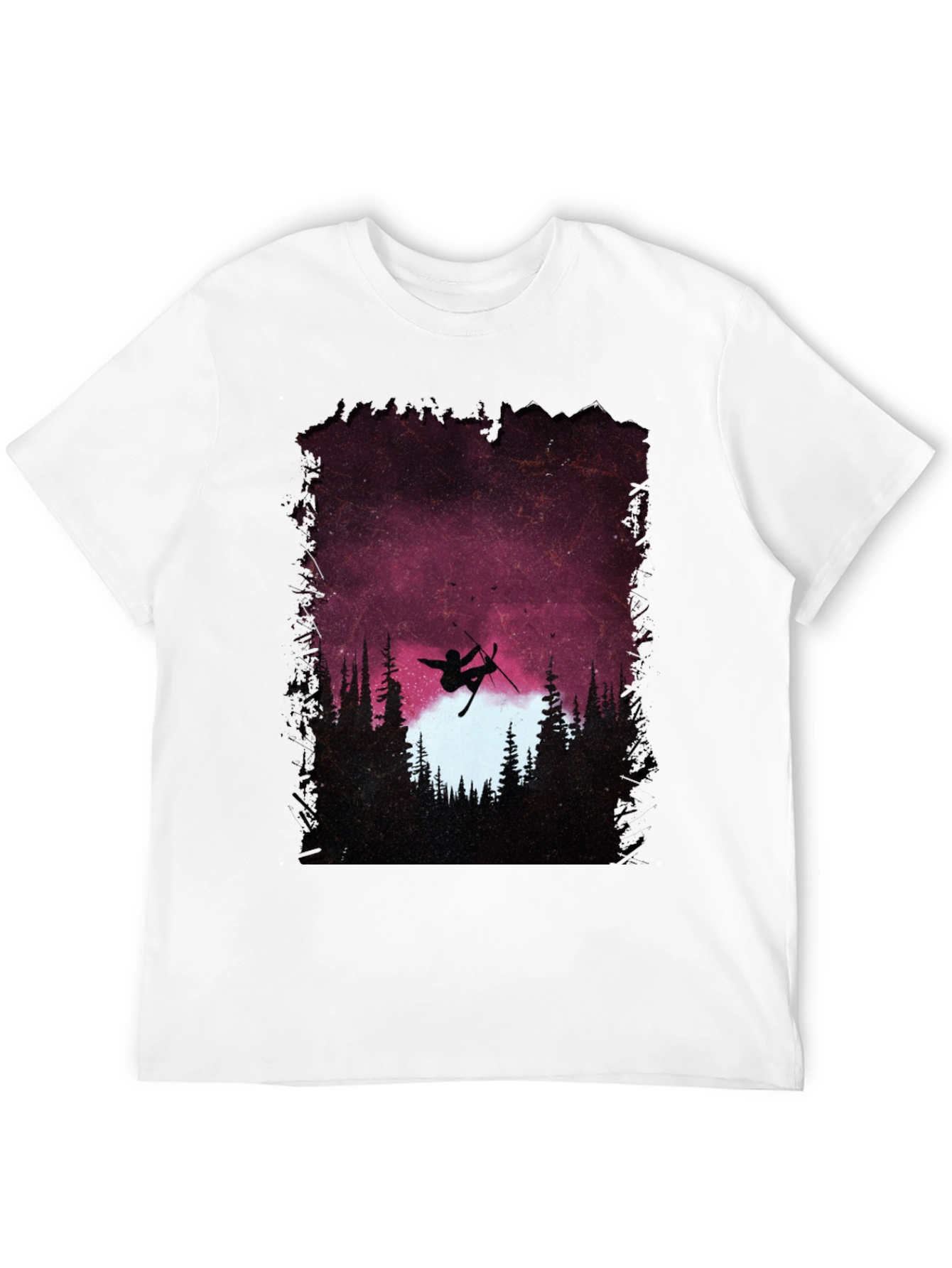 Skiing Silhouette Graphic T-Shirt