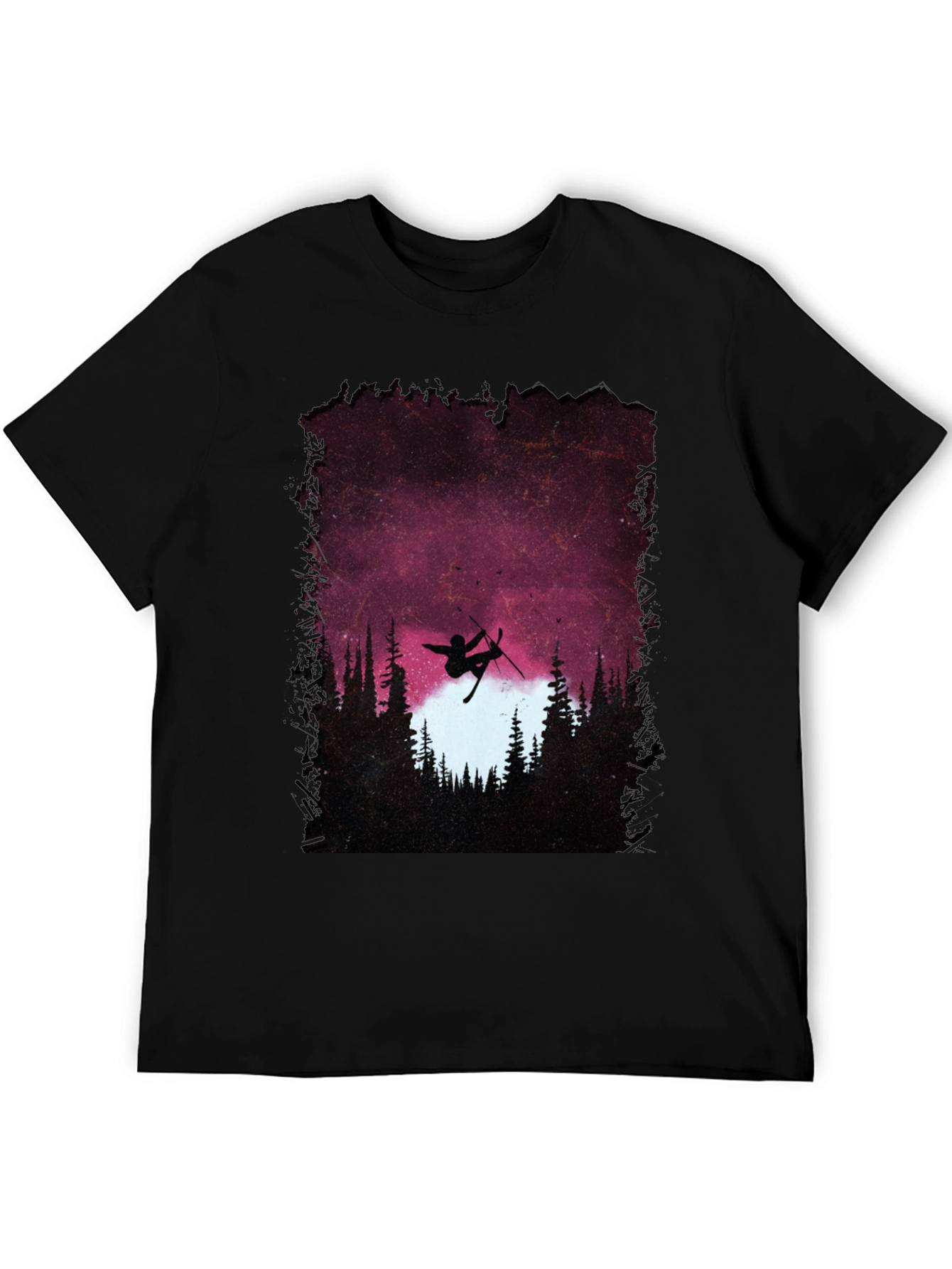 Skiing Silhouette Graphic T-Shirt