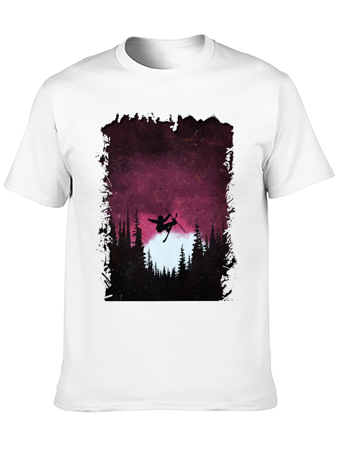 Skiing Silhouette Graphic T-Shirt