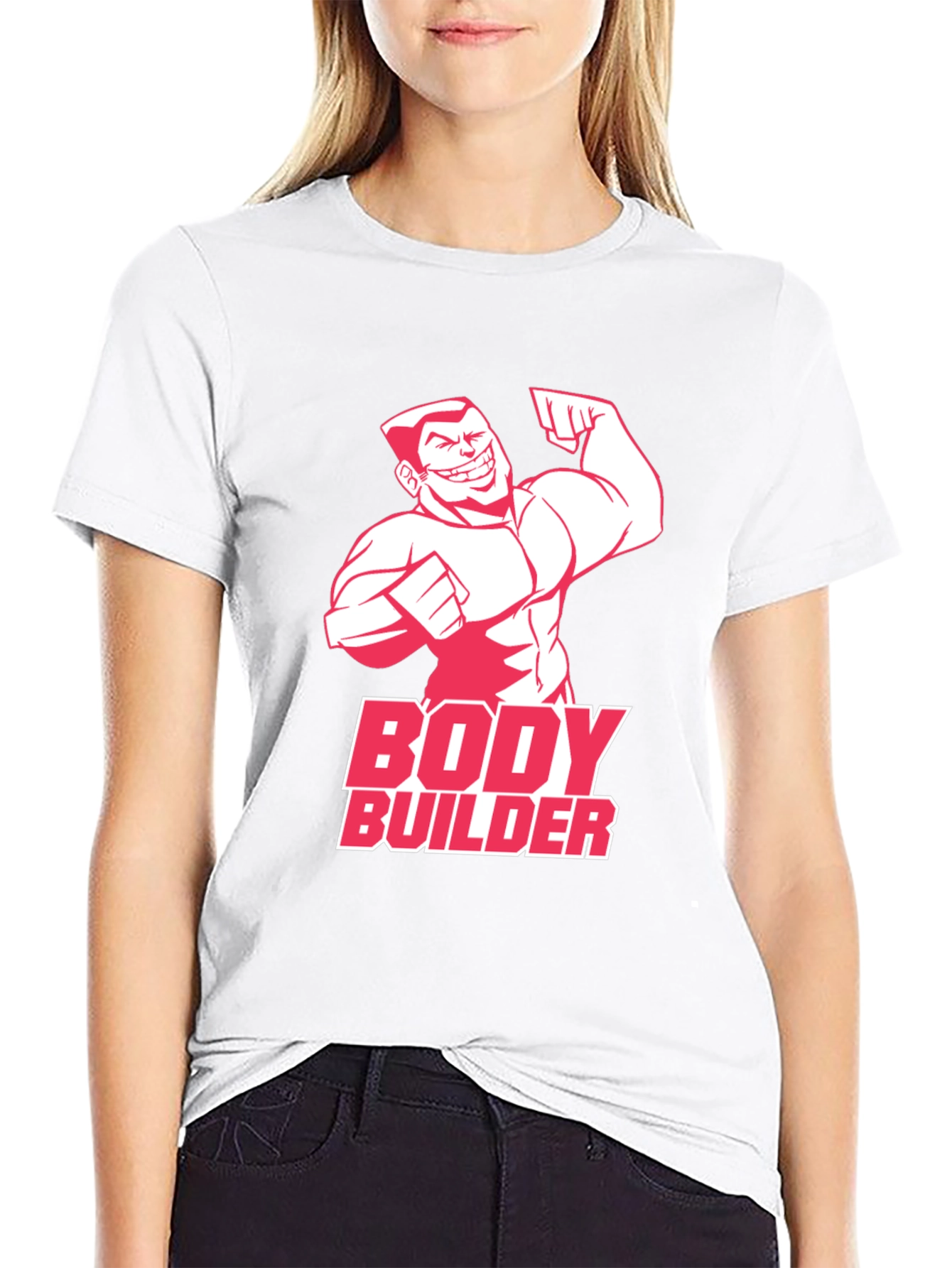 Bodybuilder Graphic Tee - Black Cotton Gym T-Shirt