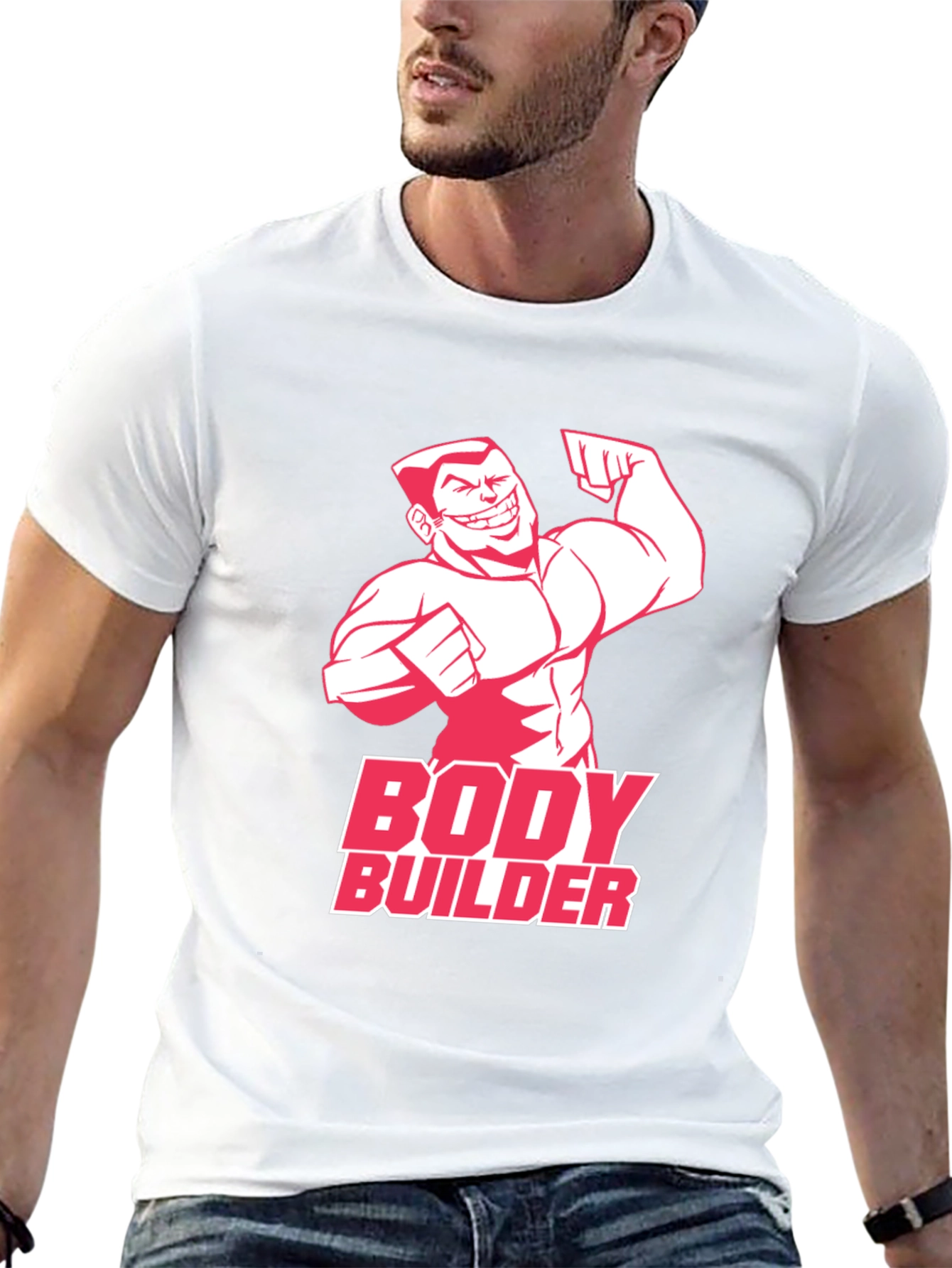 Bodybuilder Graphic Tee - Black Cotton Gym T-Shirt