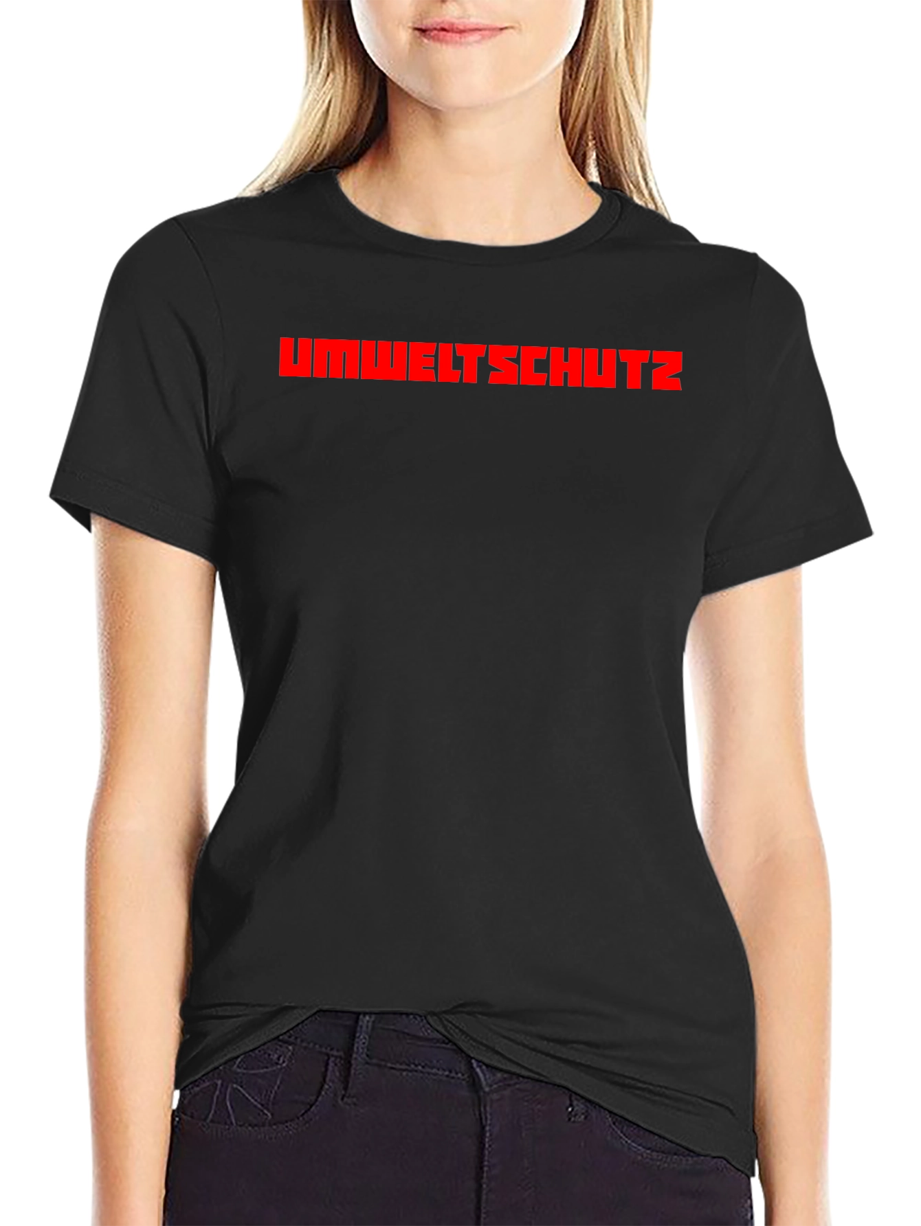 Umweltschutz T-Shirt - Black Crew Neck Tee