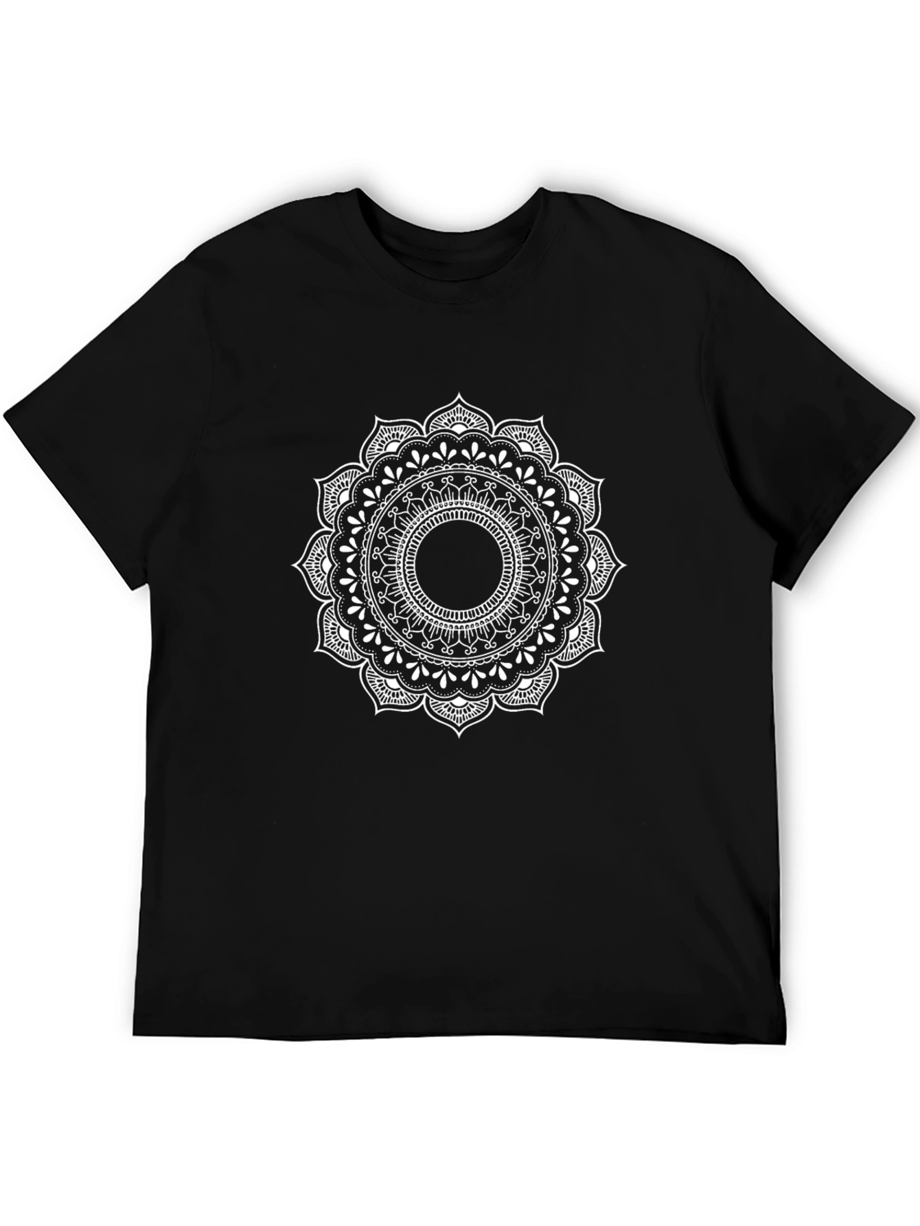 Mandala Graphic Tee - Black Cotton Casual Shirt