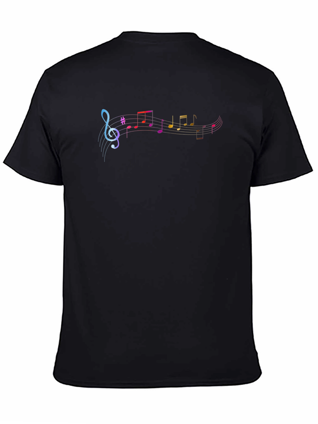 Music Note Graphic Print Black T-Shirt