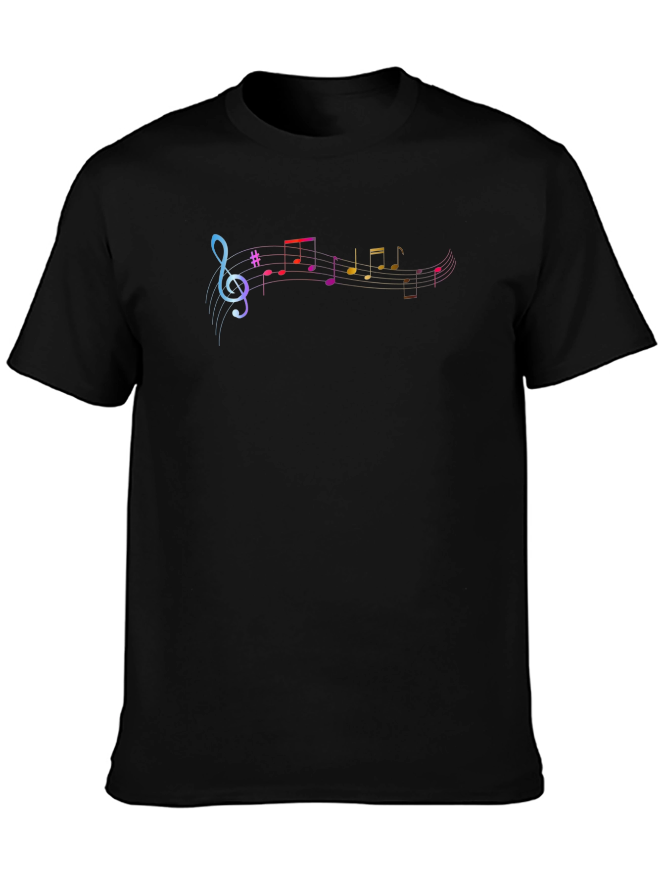 Music Note Graphic Print Black T-Shirt