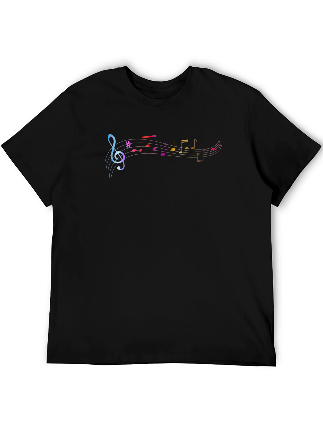 Music Note Graphic Print Black T-Shirt