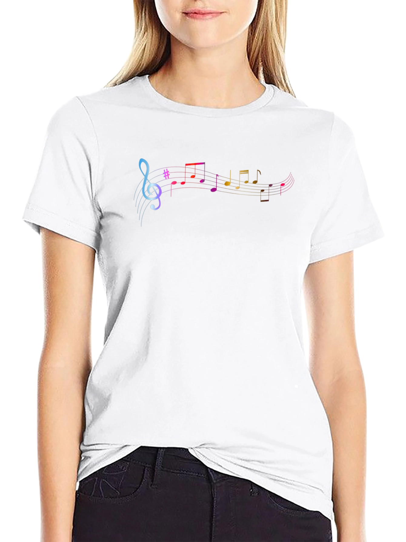 Music Note Graphic Print Black T-Shirt