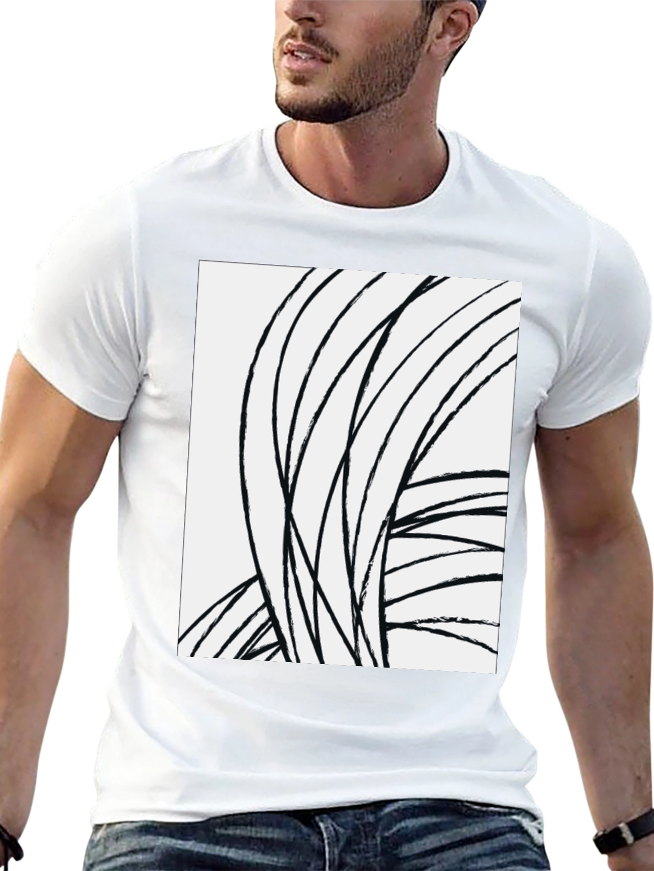 Abstract Lines Black Tee - Modern Art Shirt