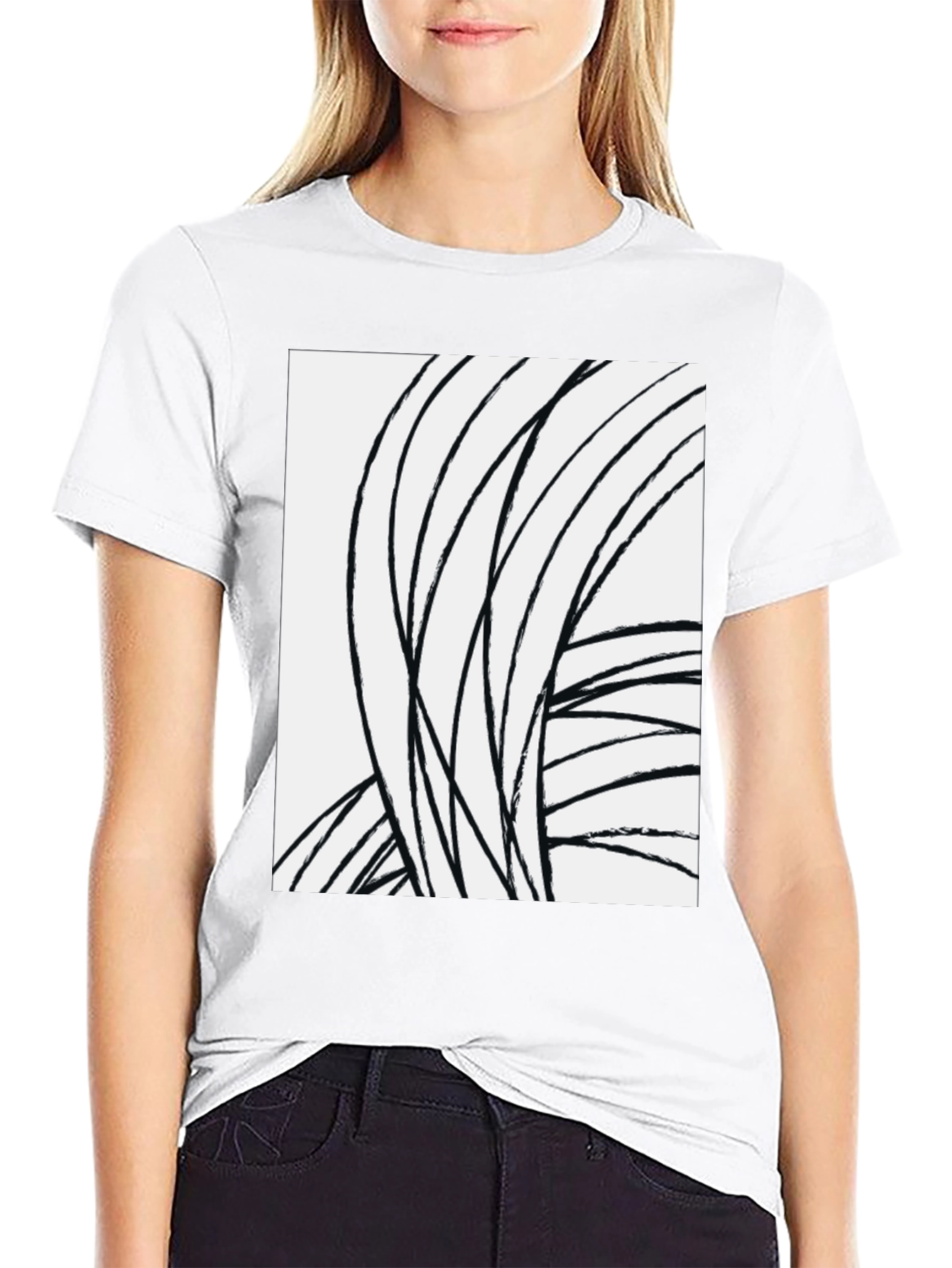 Abstract Lines Black Tee - Modern Art Shirt