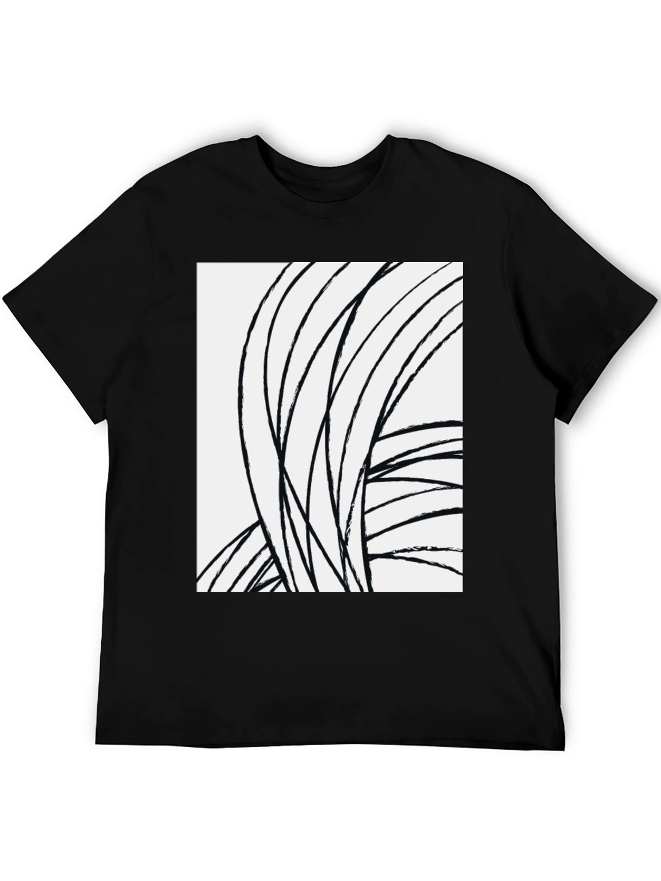 Abstract Lines Black Tee - Modern Art Shirt