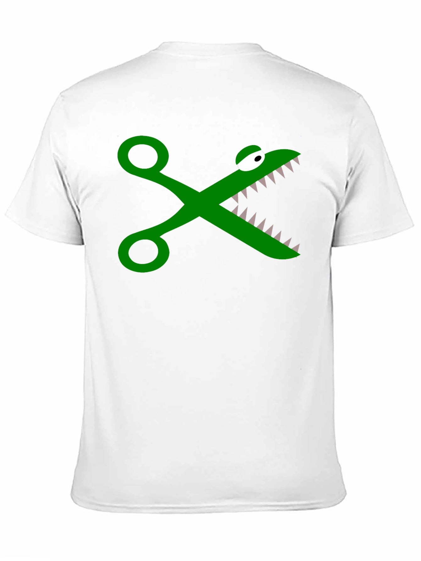 Funny Crocodile Scissors Graphic Tee - Black Cotton