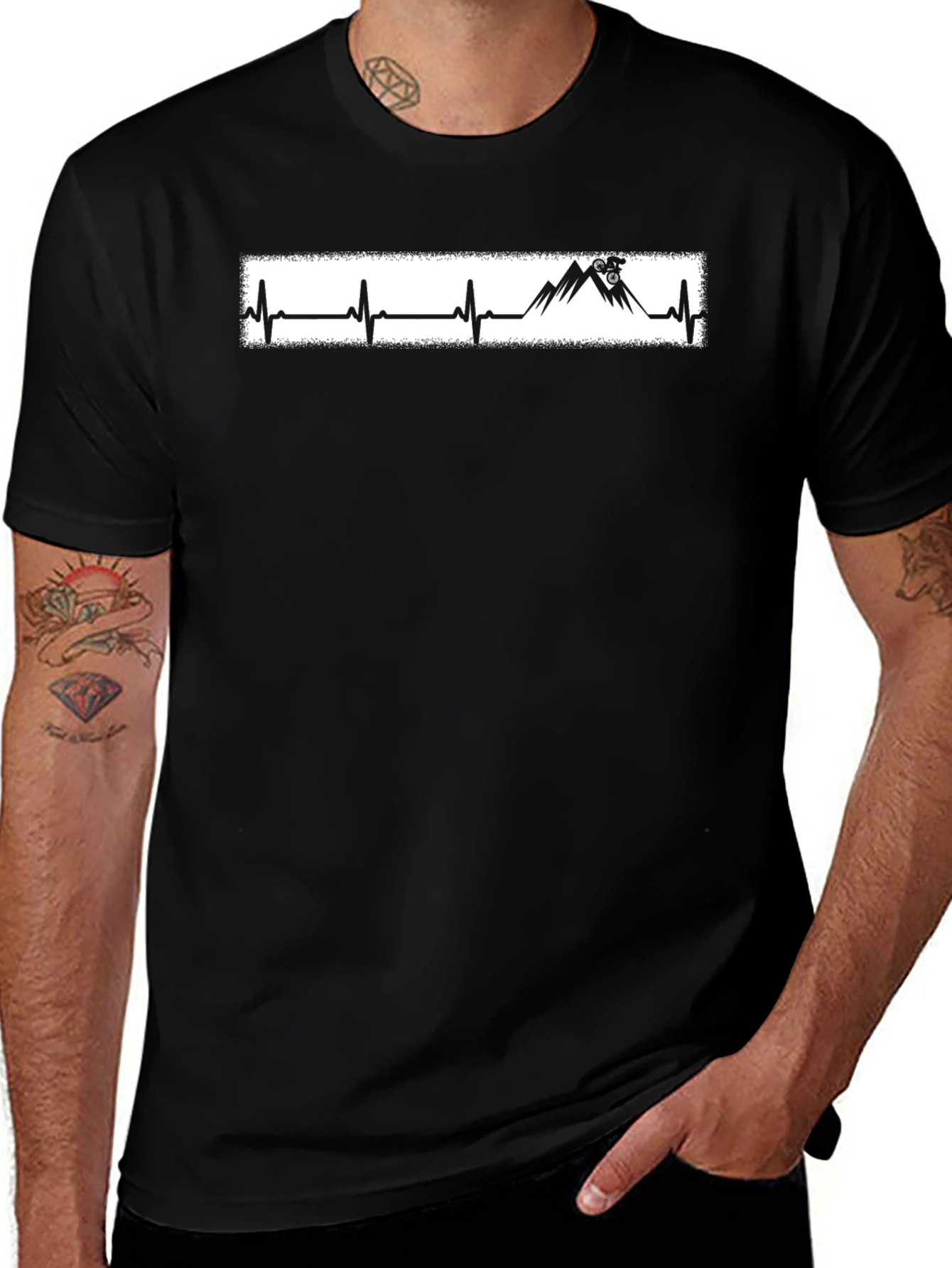 Mountain Biker Heartbeat Graphic T-Shirt